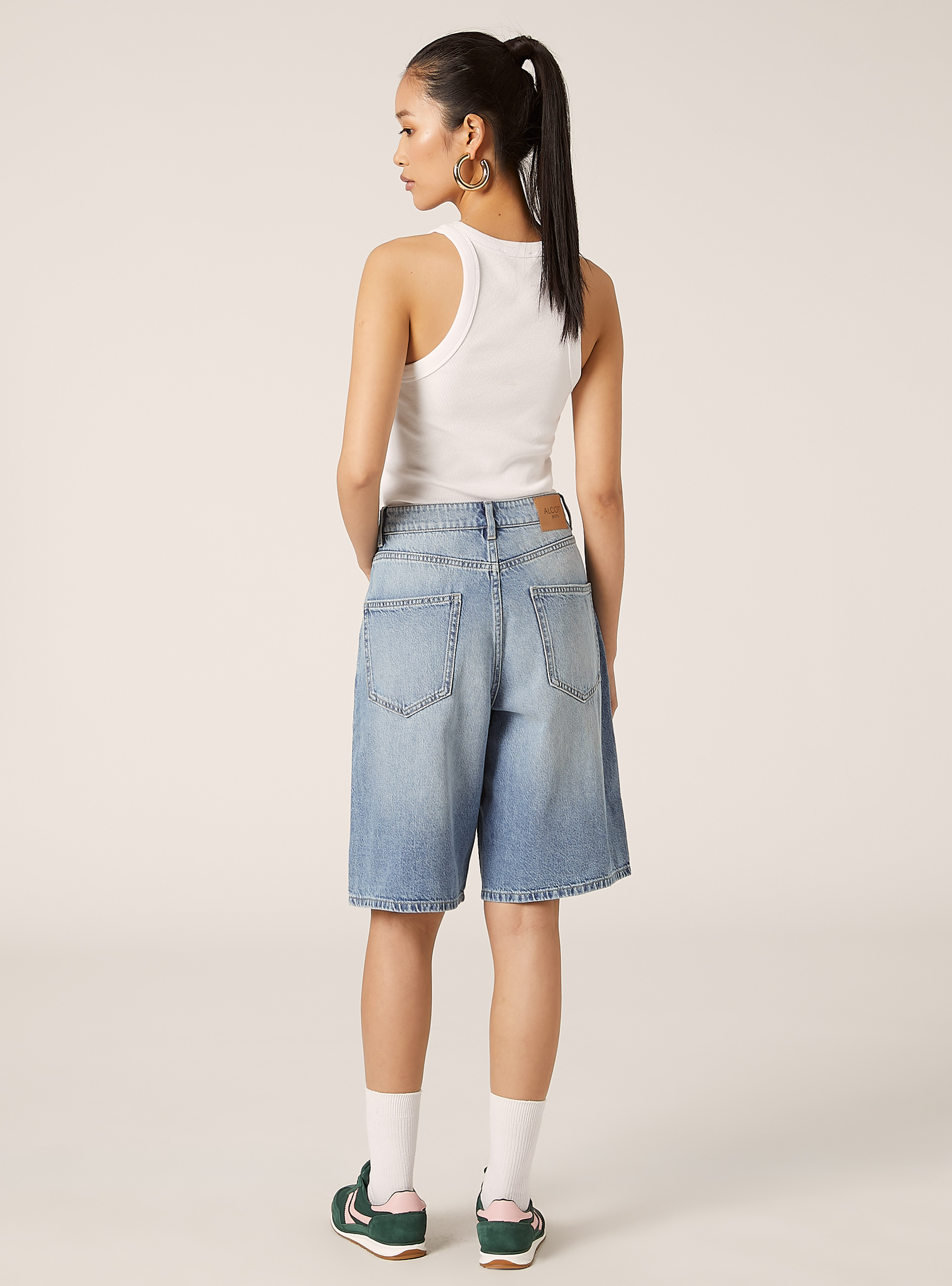 Denim Bermuda Shorts with Breaks | Alcott | Women's Skirts