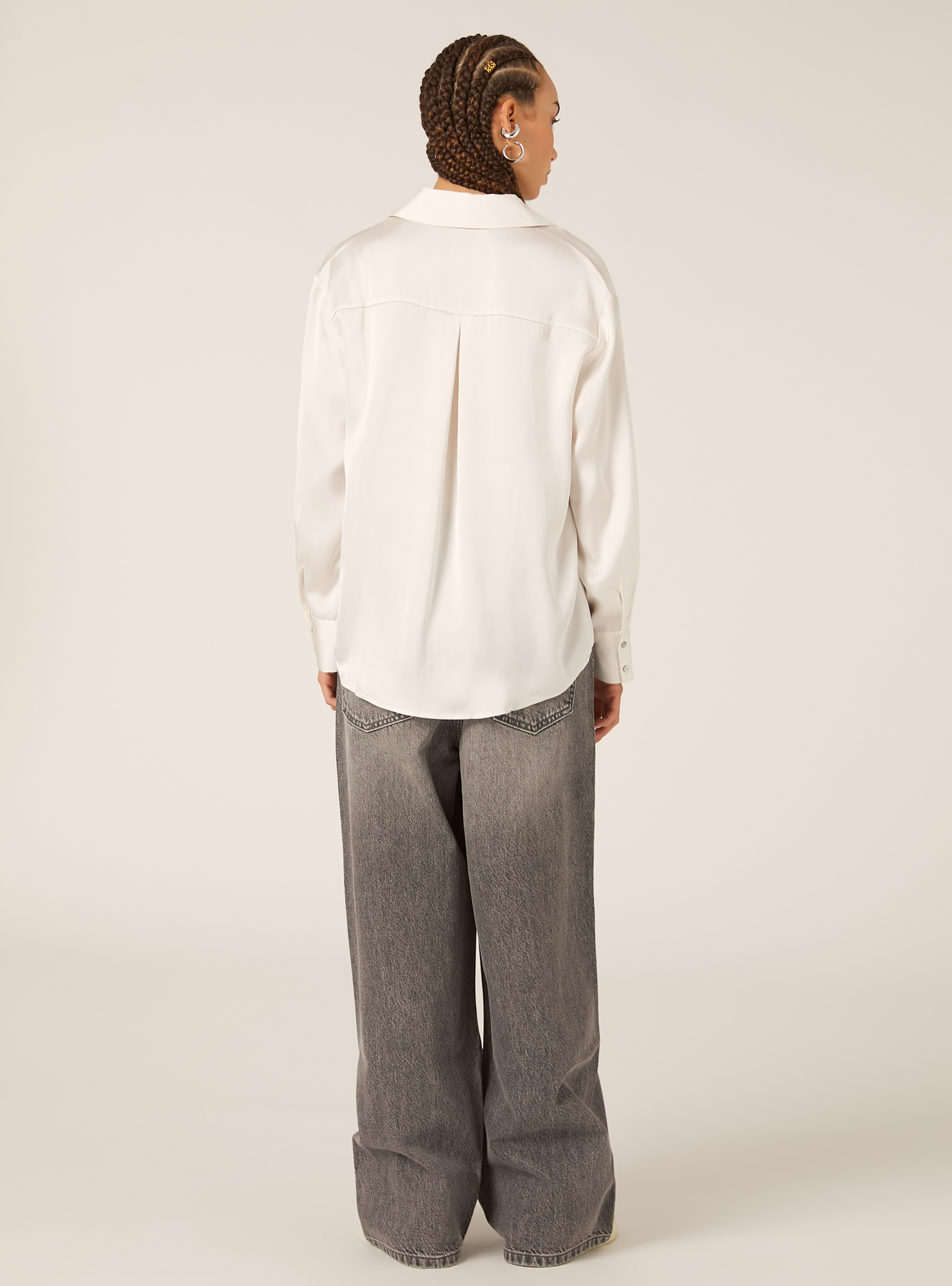 Plain satin shirt, WH1 OFF WHITE