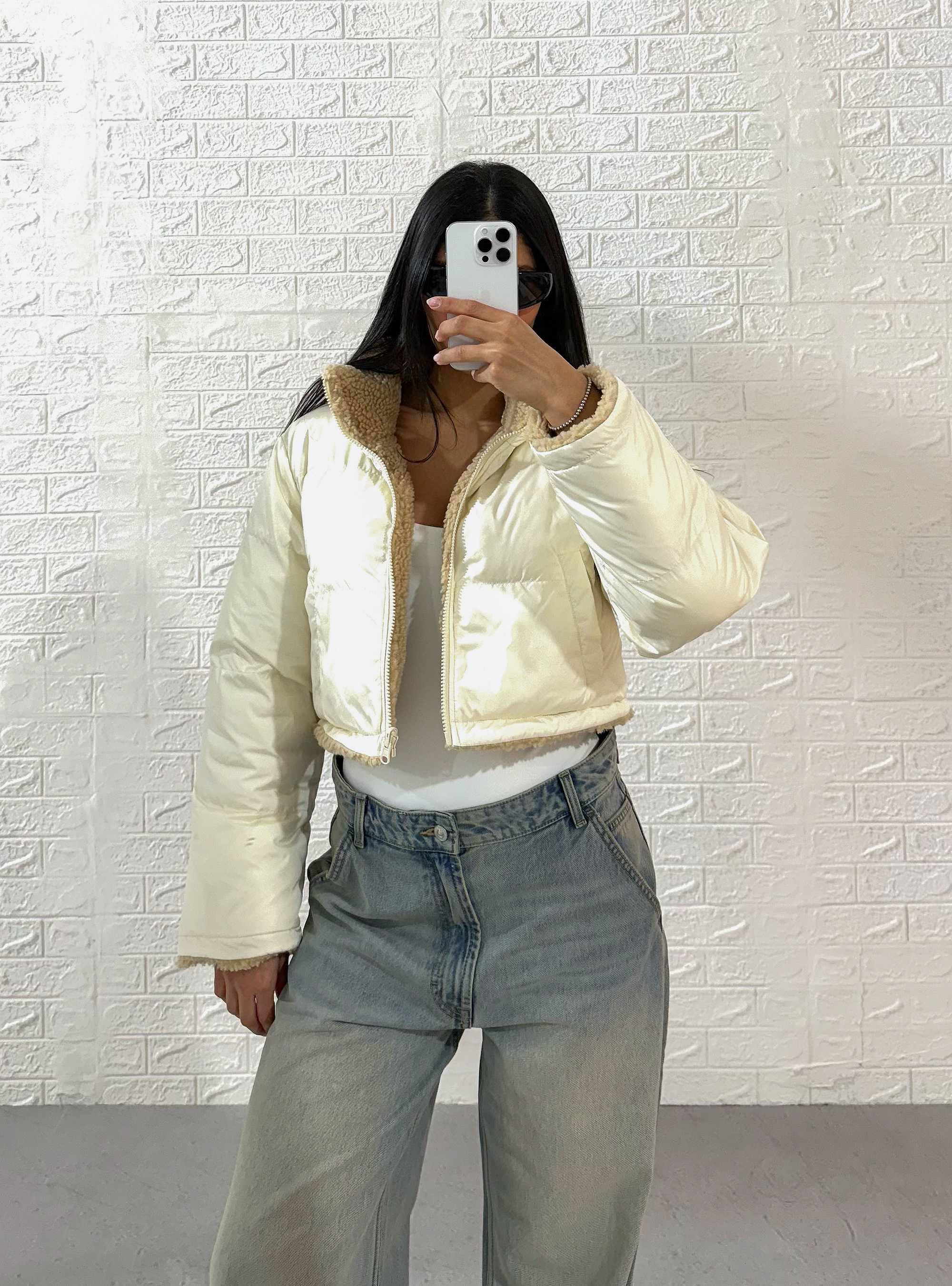 Puffy with sheepskin inside, WHITE