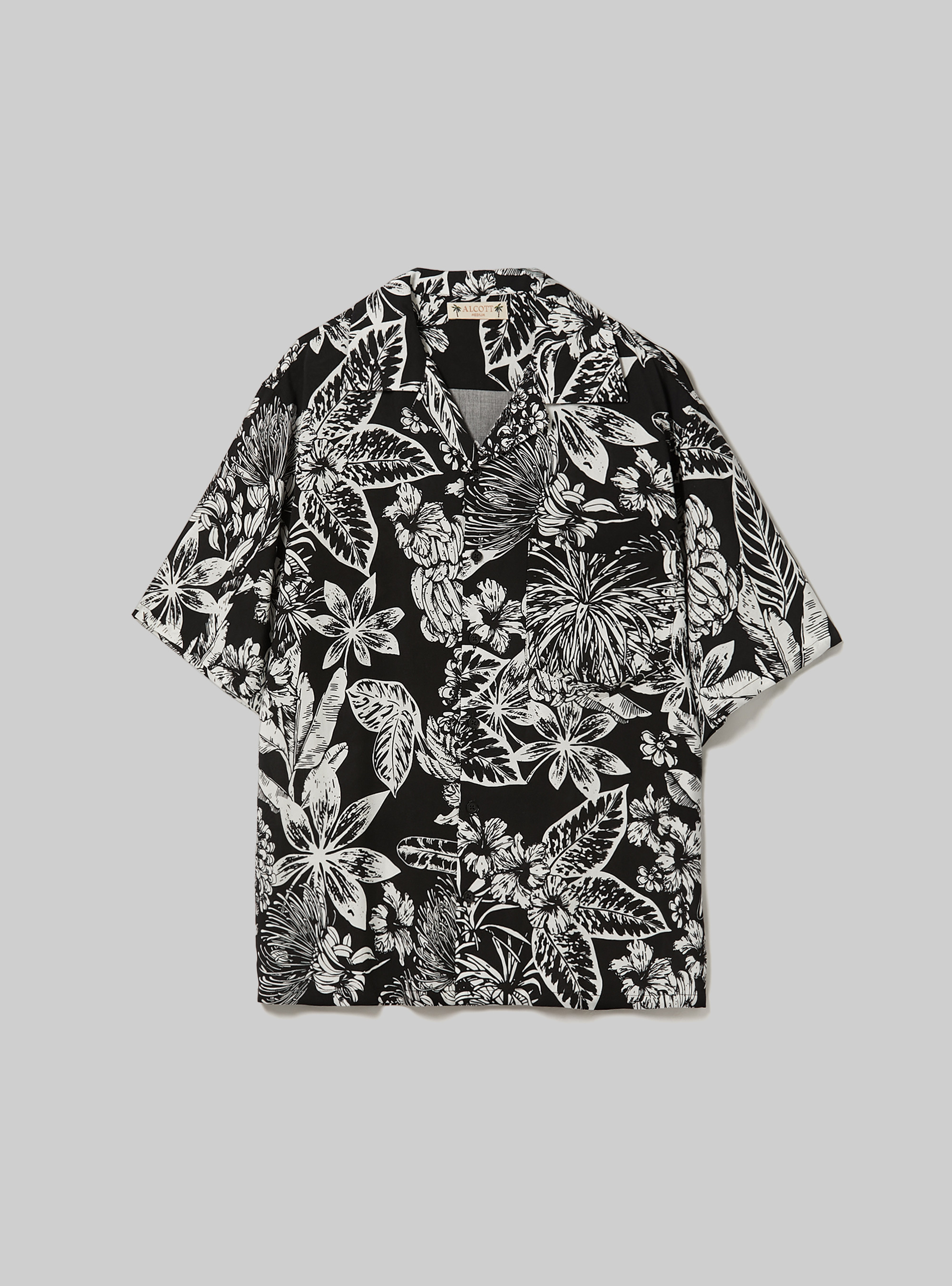 Short-sleeved shirt with print, BK1 BLACK