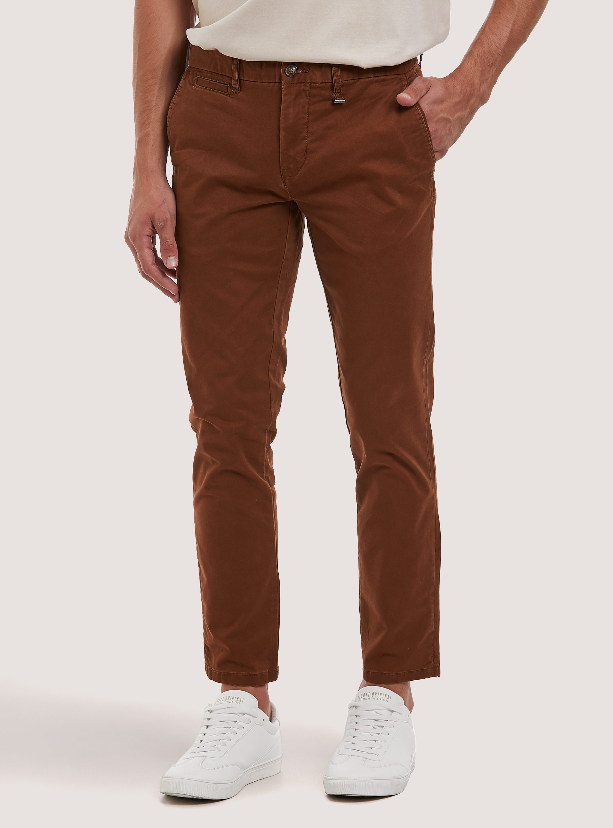 Pantaloni chinos in cotone twill stretch, RT2 RUSTY MEDIUM