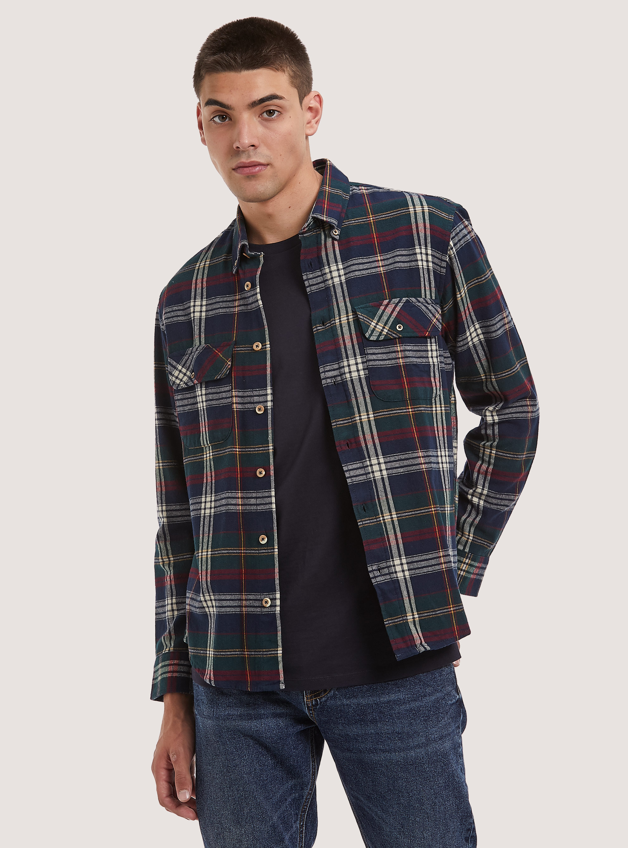 Camicia a quadri in flanella, BL2 BLUE MEDIUM