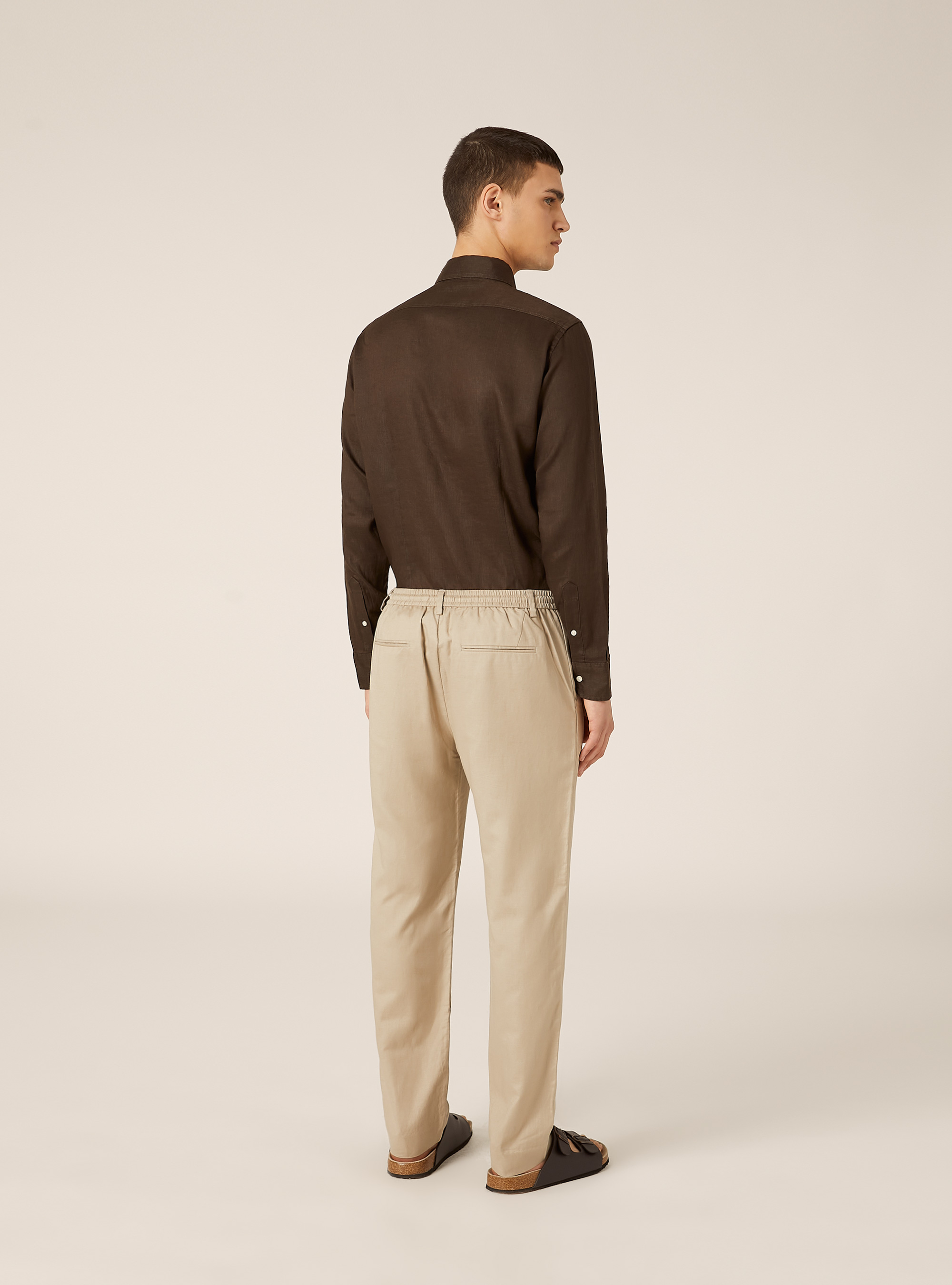 Pantaloni misto lino con coulisse interna, BG2 BEIGE MEDIUM