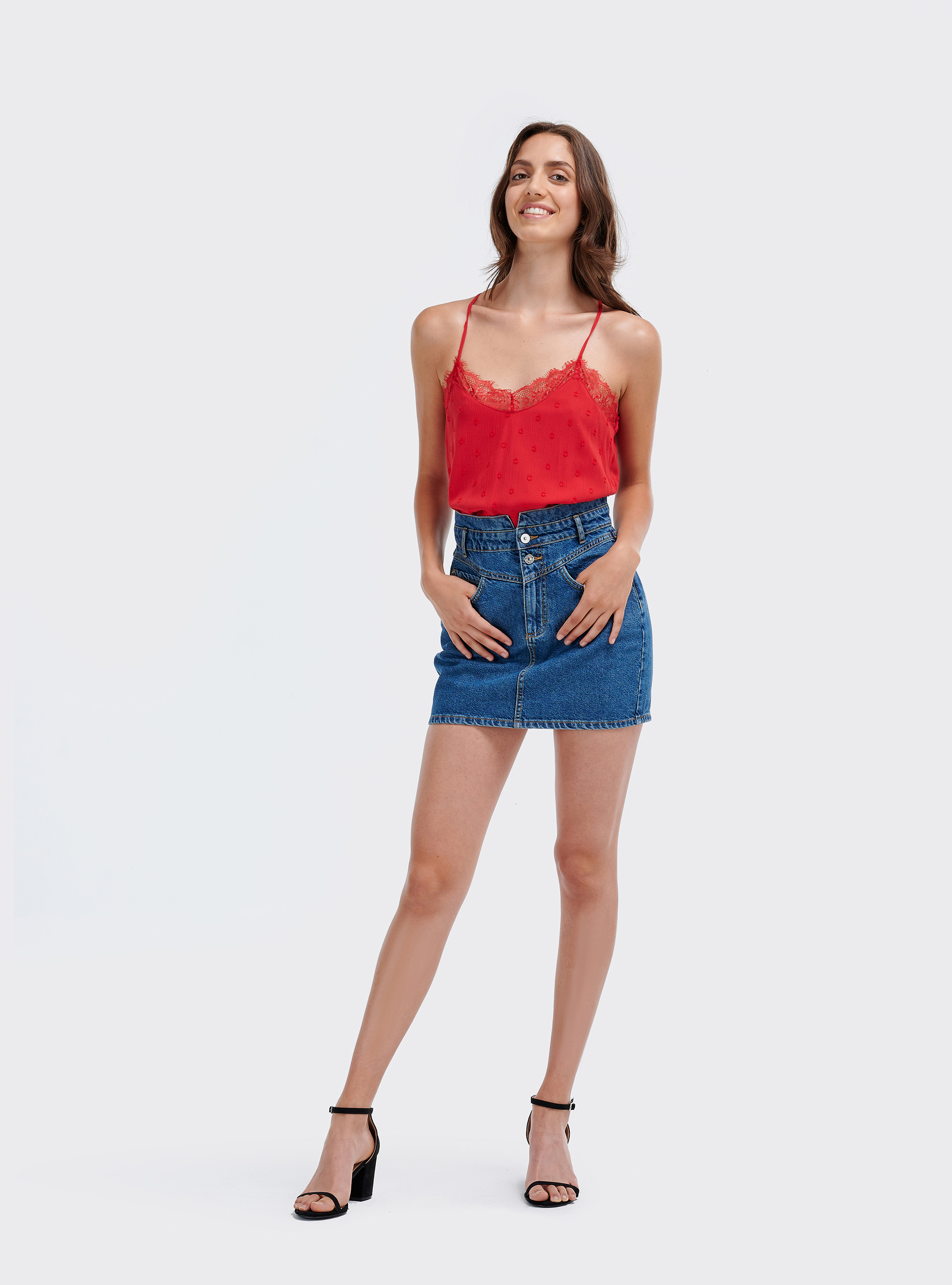 Haut avec dentelle, C3393 RED