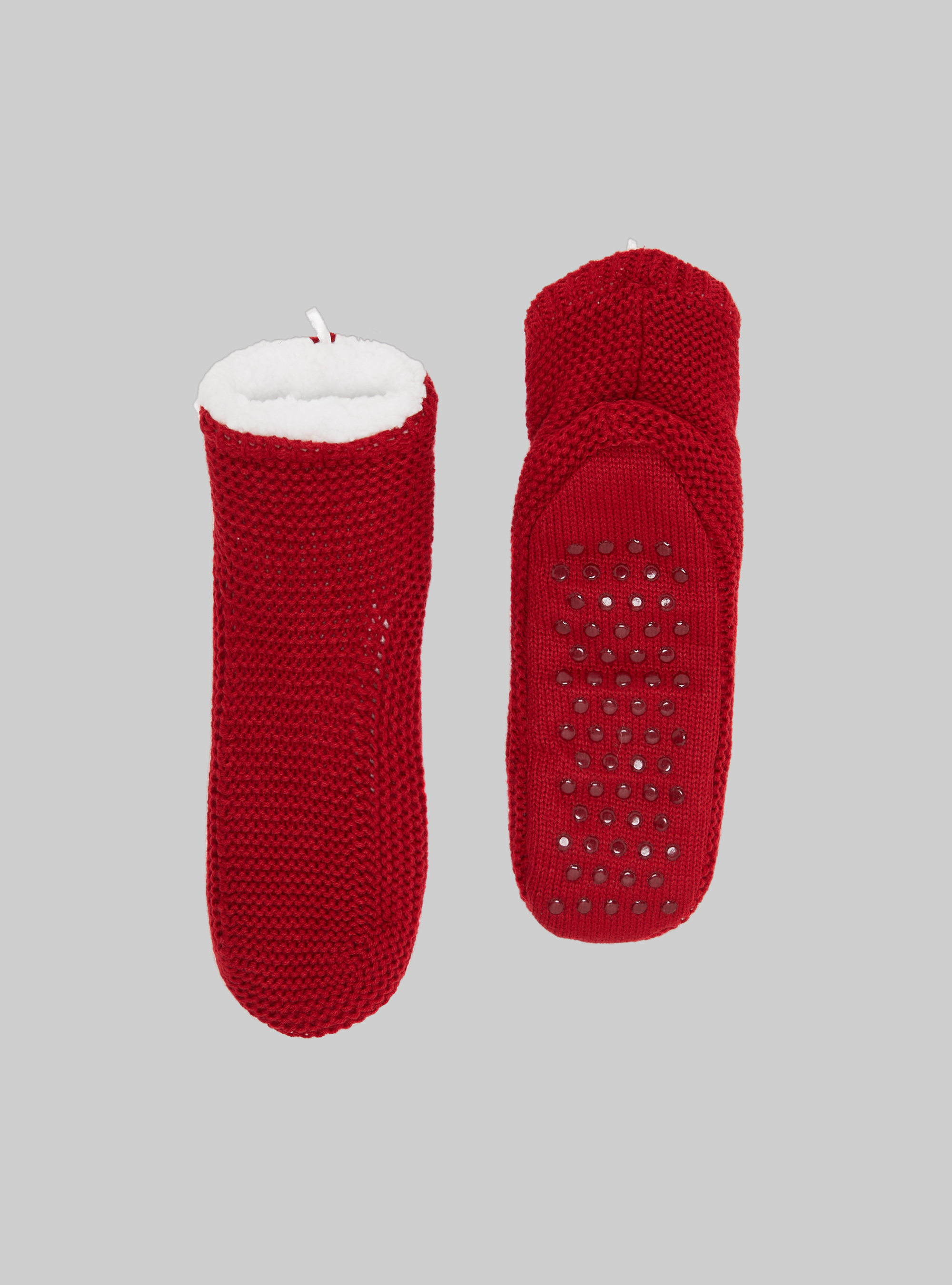 Calzini con fodera in finto agnellato, RD2 RED MEDIUM