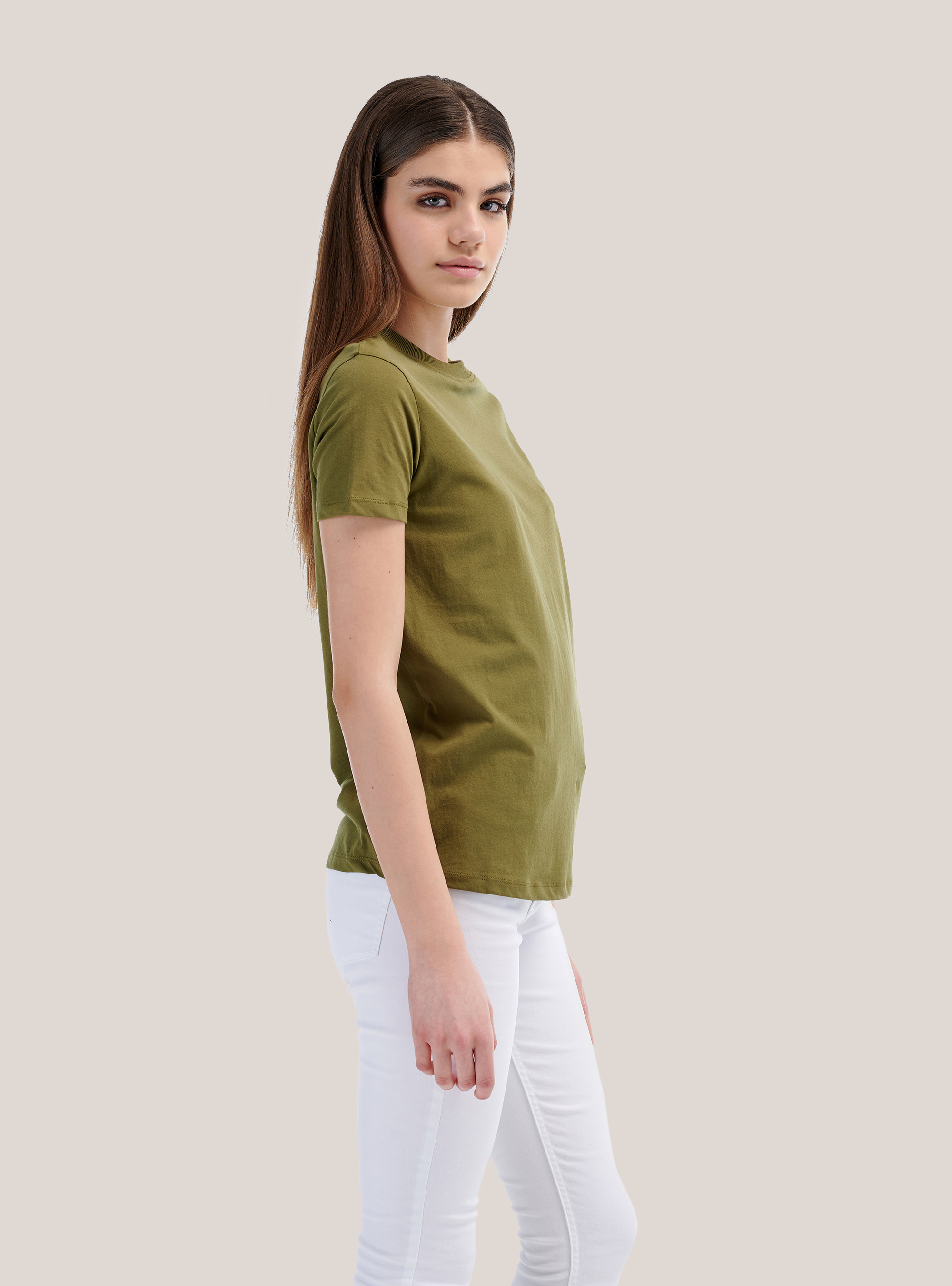 Maglietta tinta unita essential in cotone combed, C0616 KAKY