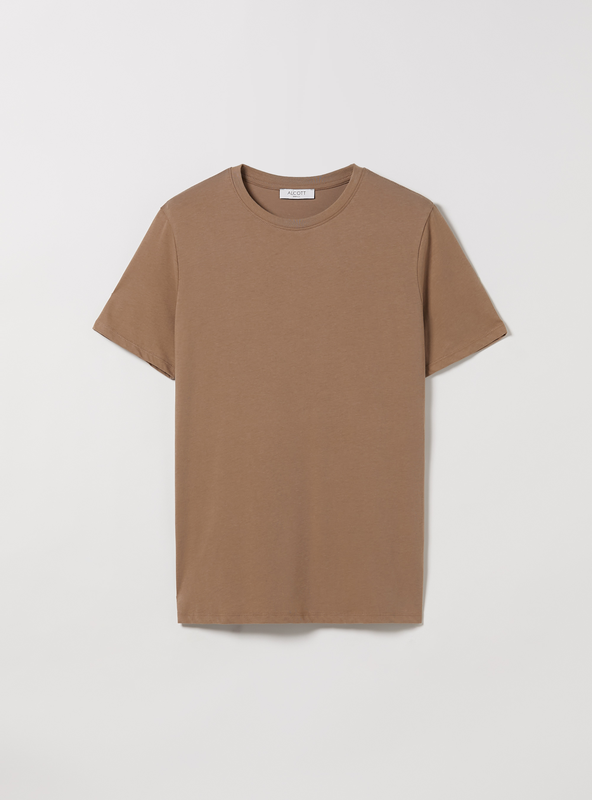 Crew-neck cotton T-shirt, BR3 BROWN LIGHT