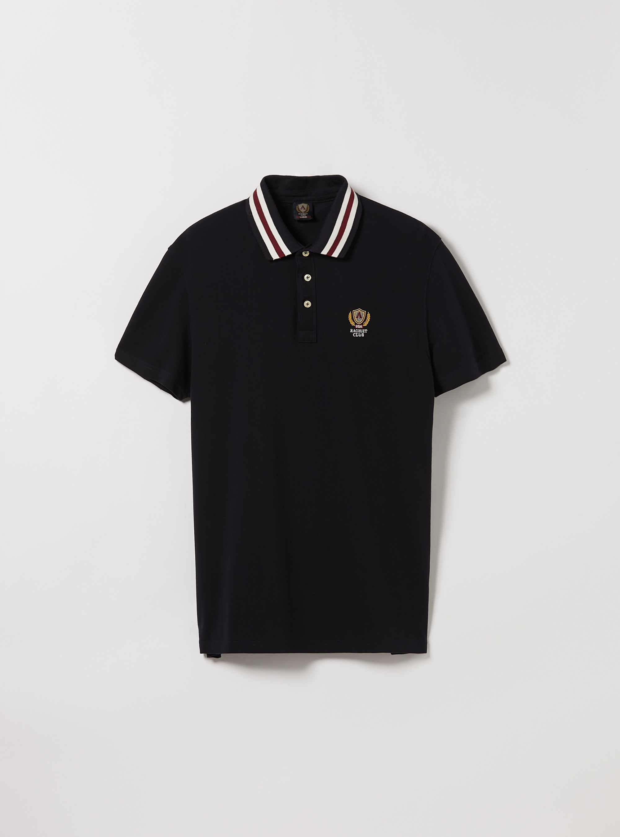 Polo de algod&oacute;n con bordado, AZUL MARINO