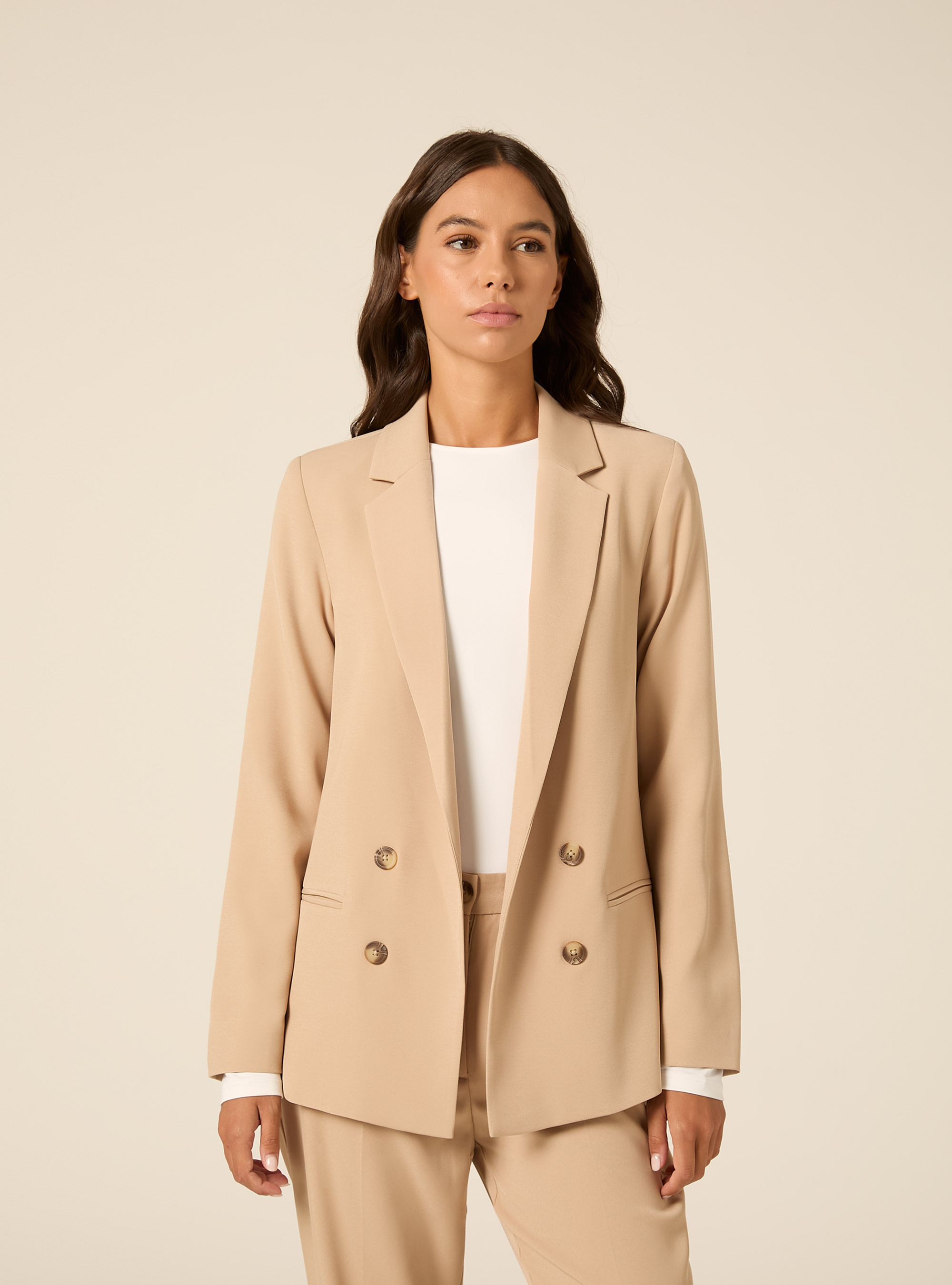 Giacca basic aperto doppiopetto, BG2 BEIGE MEDIUM