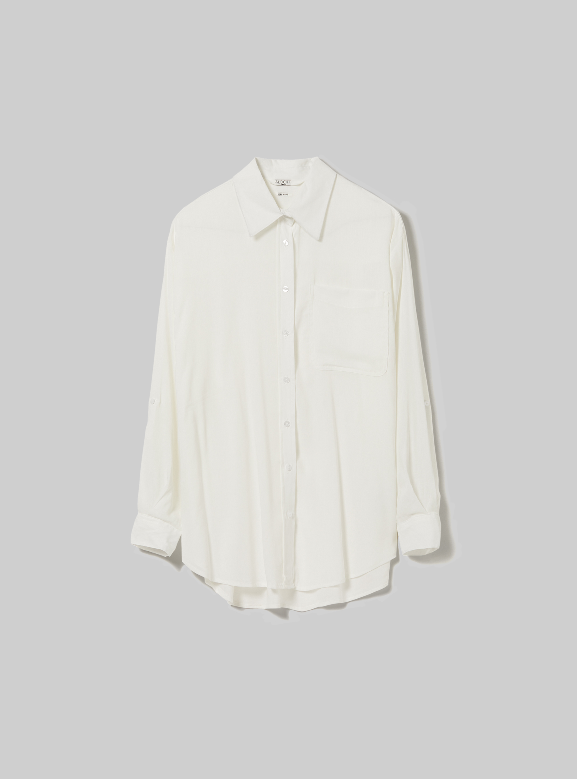 Camicia in misto lino con taschino, WH2 WHITE