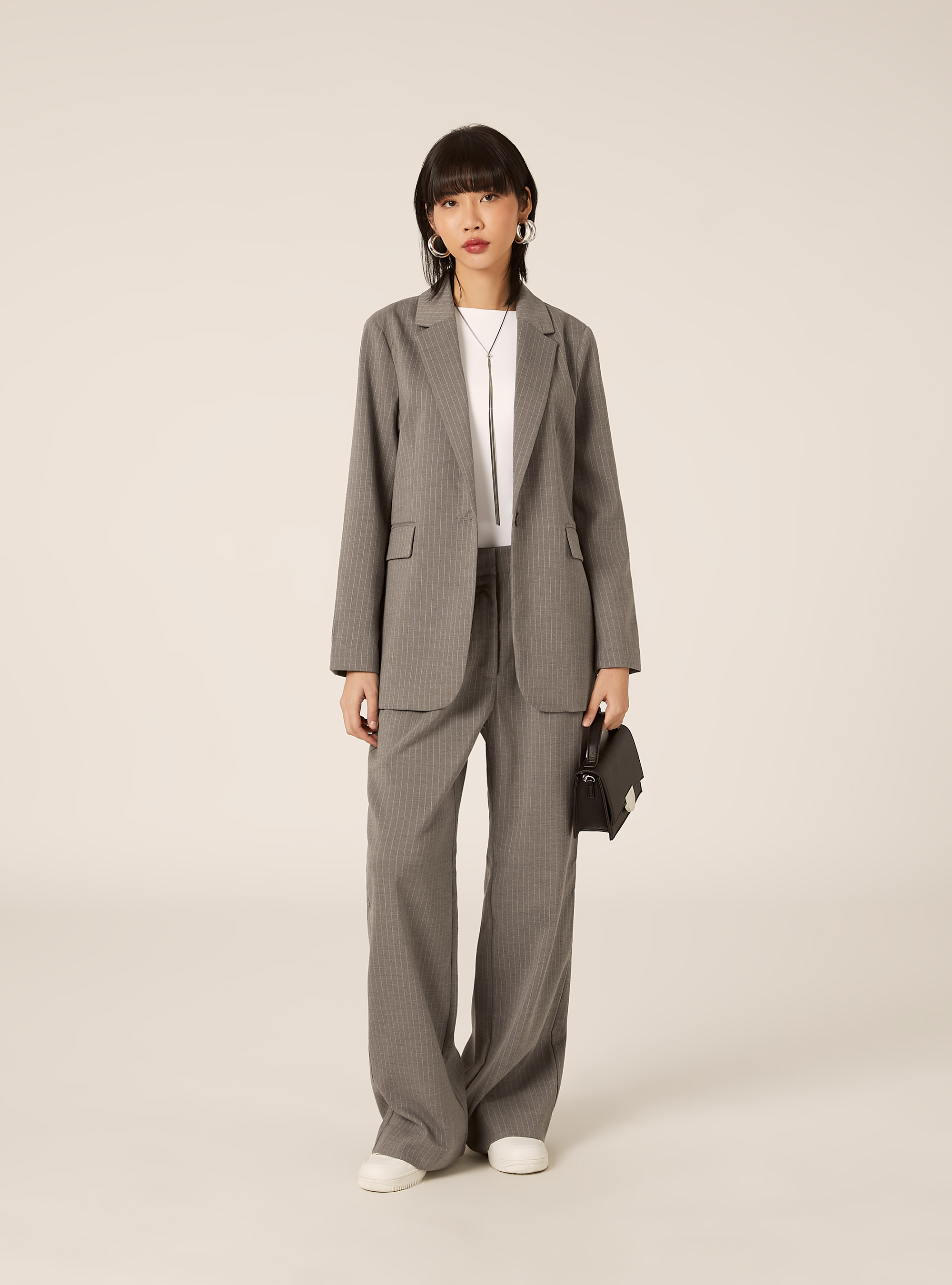 Eleganter Nadelstreifenblazer, MGY1 GREY MEL DARK