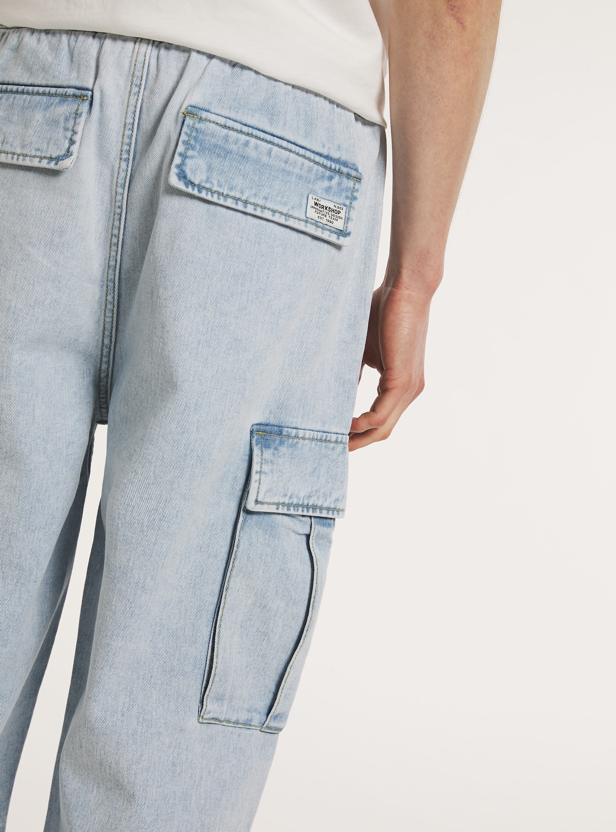 Cargo-Jogger aus Baggy Fit Denim, D006 AZURE