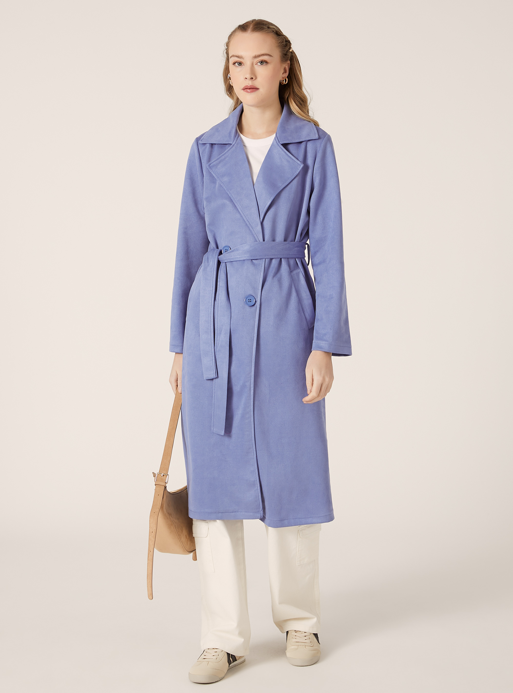 Trench-coat en daim avec ceinture, AZ2 AZURE MEDIUM