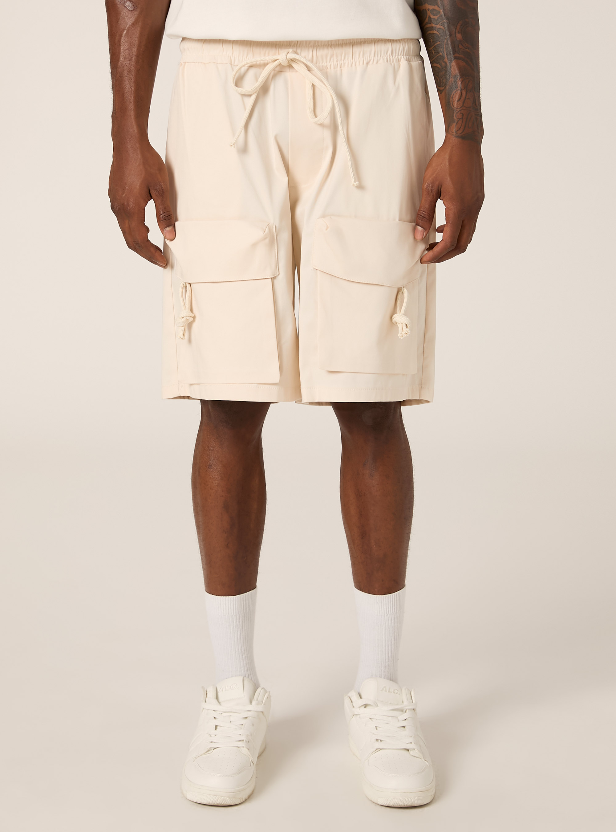 Cotton cargo bermuda shorts, CR3 CREAM LIGHT