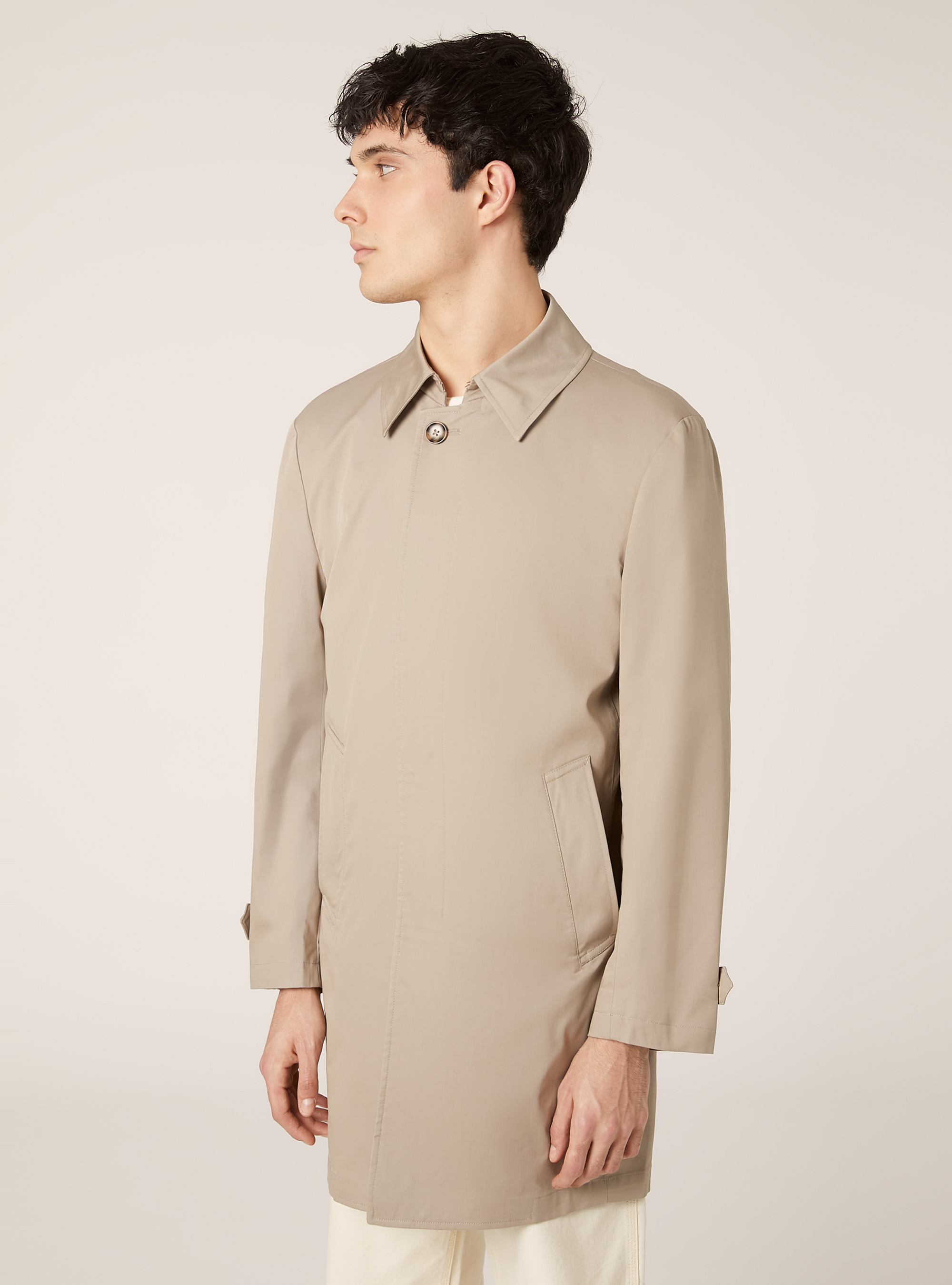 Twill trench coat with premium collar, BG2 BEIGE MEDIUM