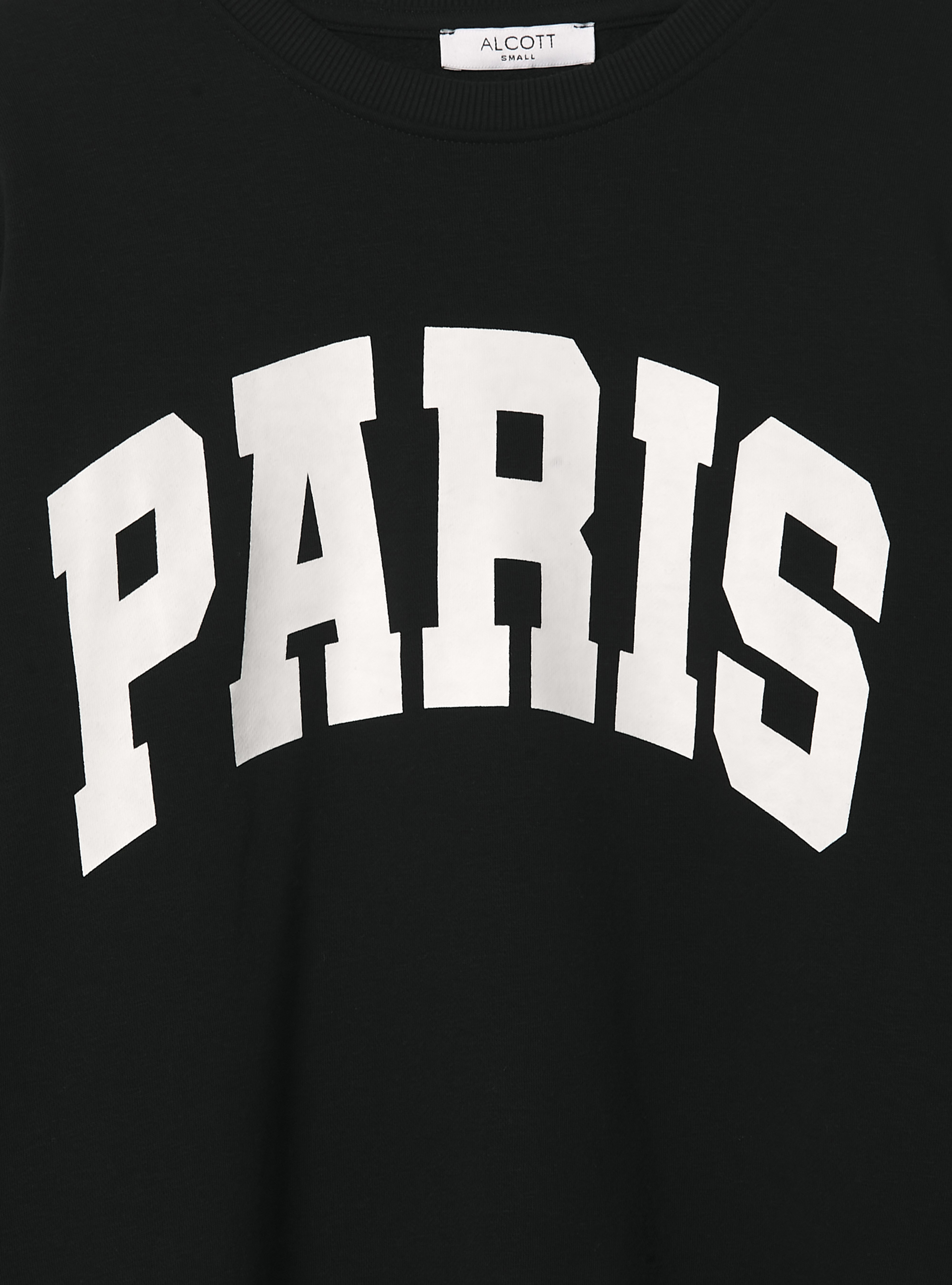 Sudadera universitaria oversize de cuello redondo, BK1 BLACK