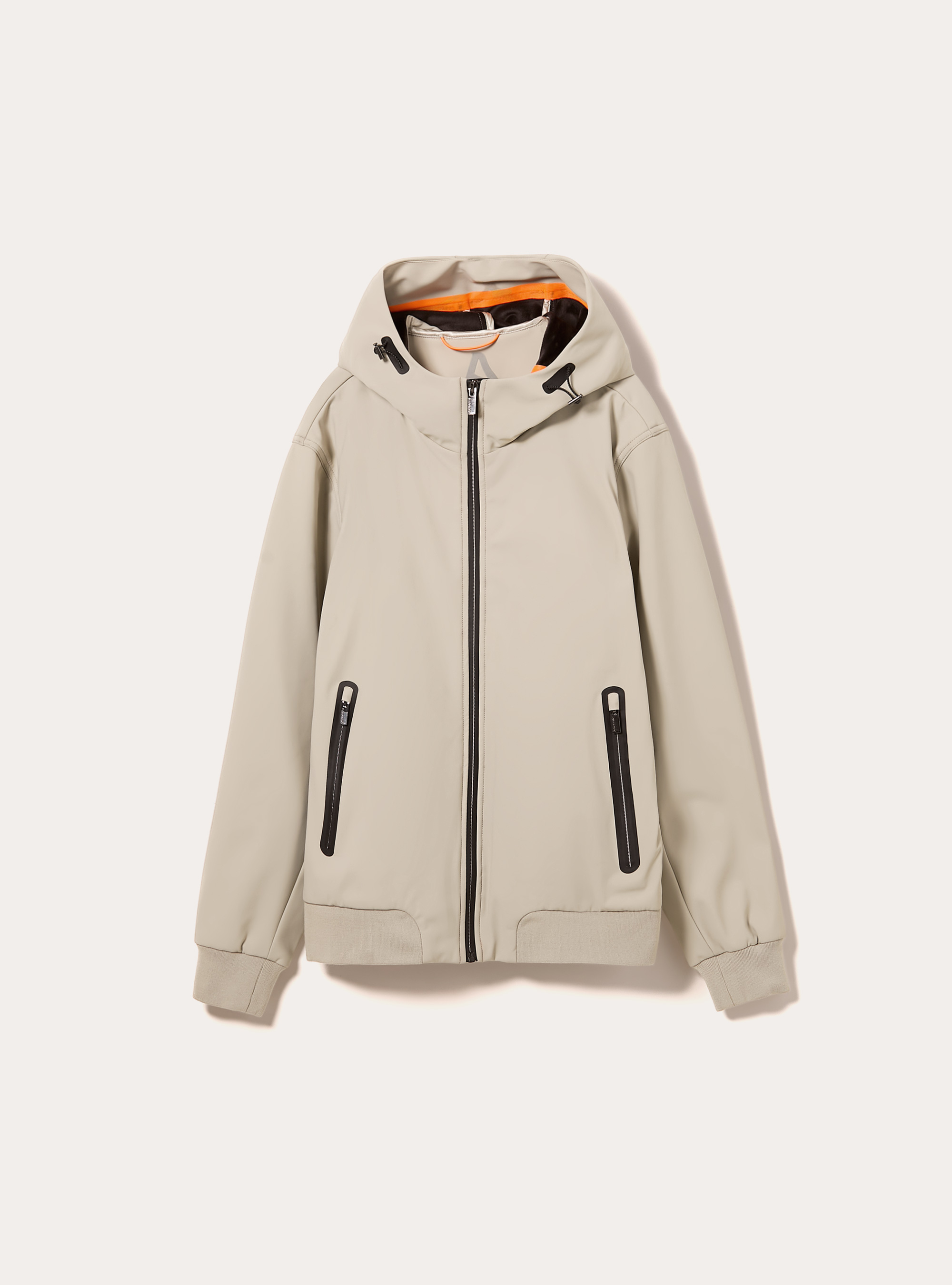 Technical fabric jacket with hood, CR3 CREAM LIGHT