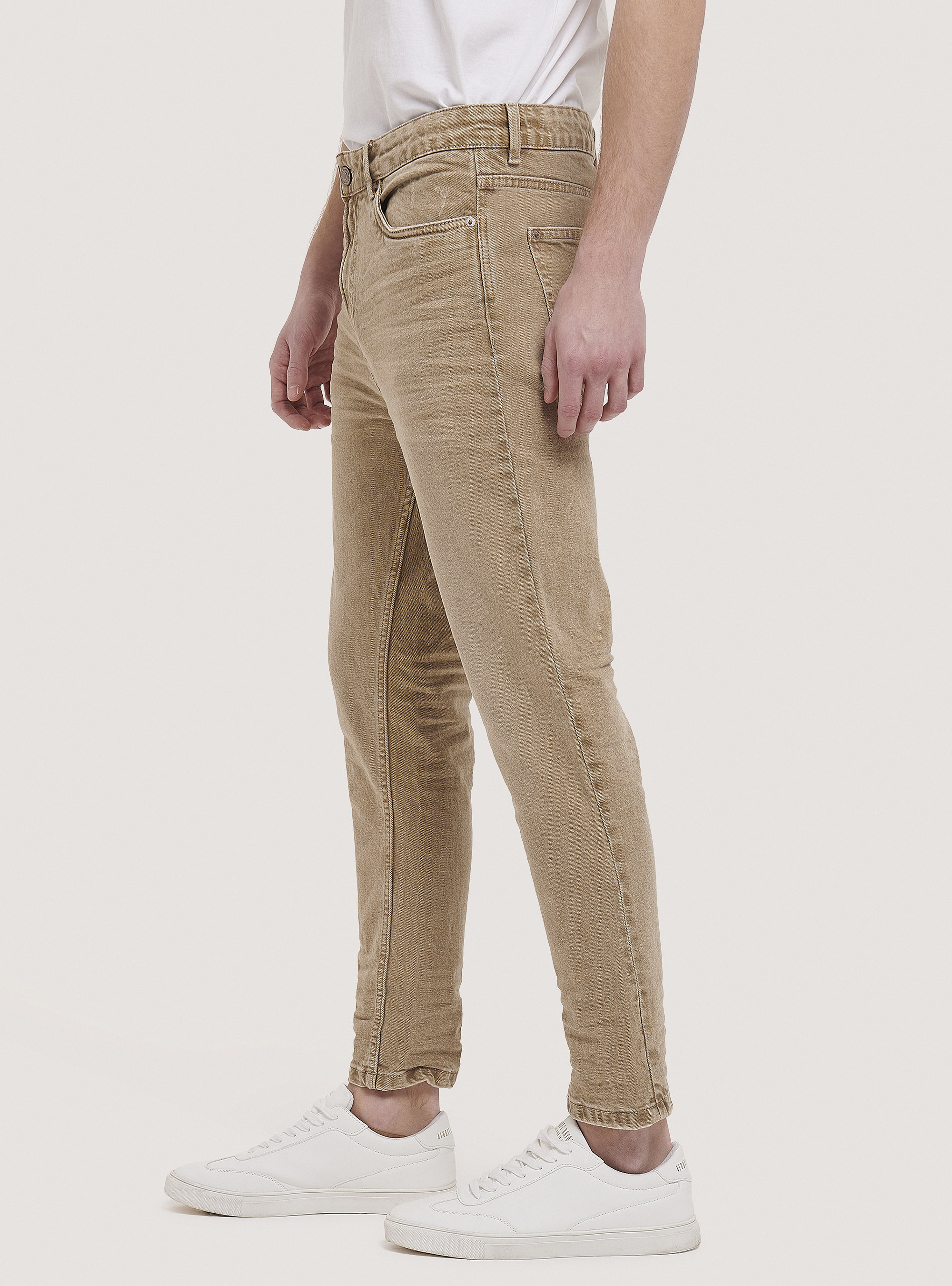 Stretch twill cotton trousers, C5558 BEIGE