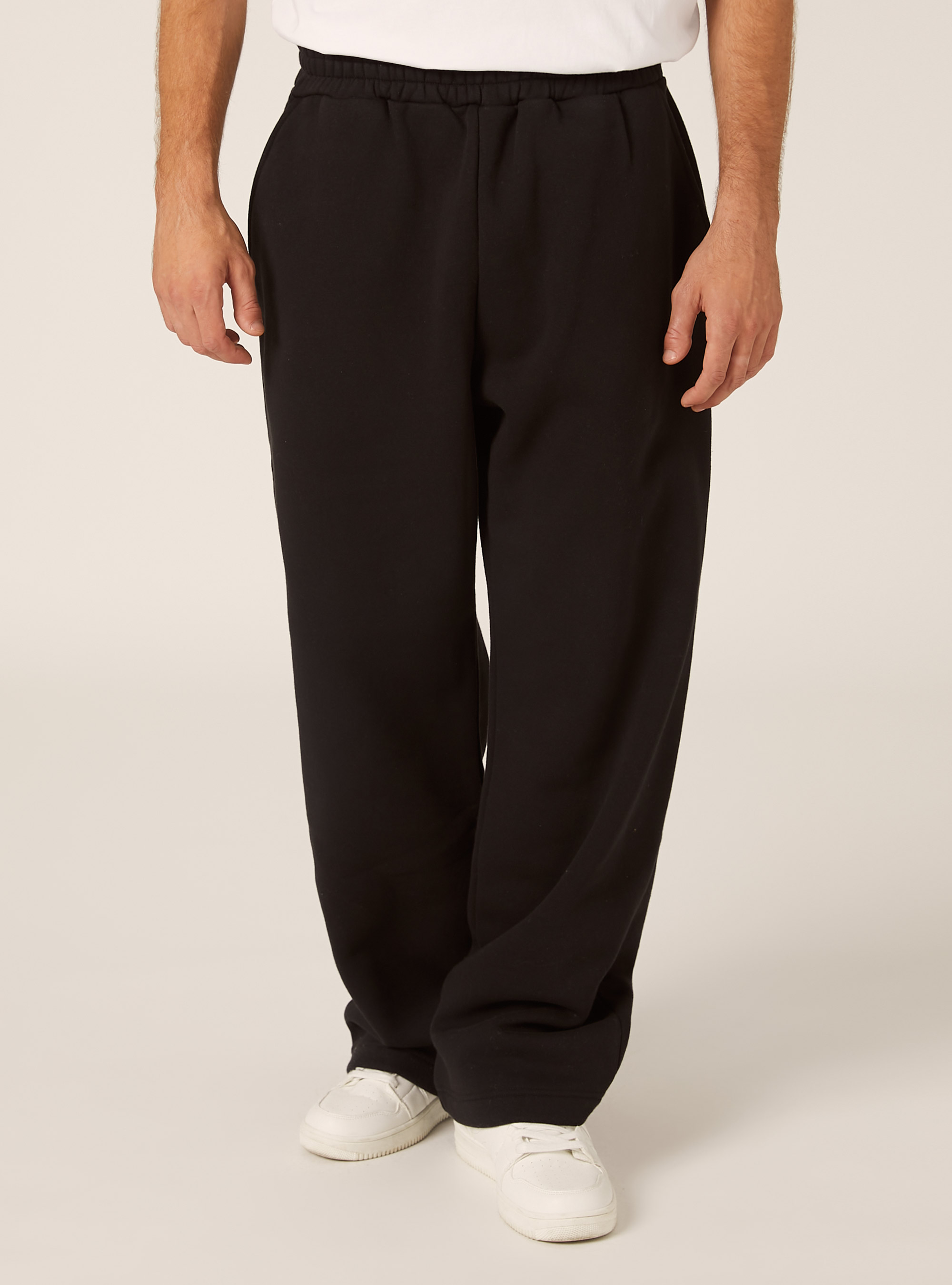 Pantaloni loose fit in felpa, BK1 BLACK