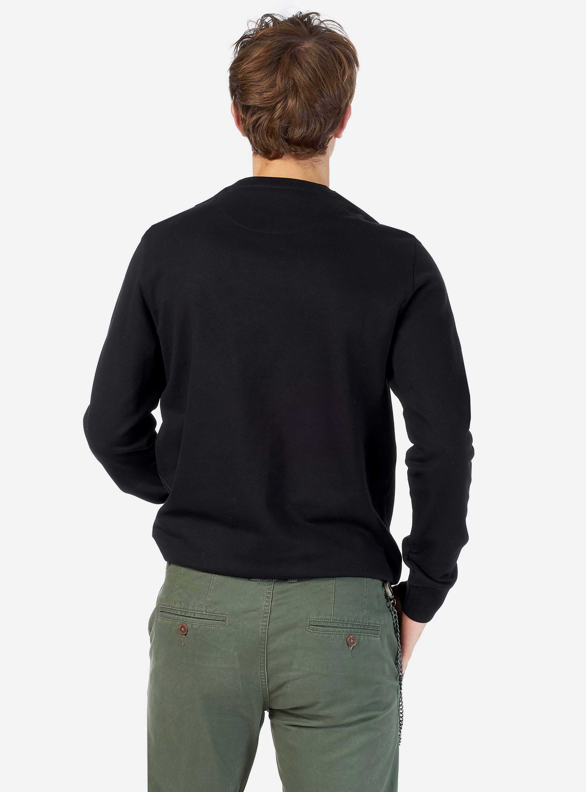 Felpa basic girocollo in cotone, NERO