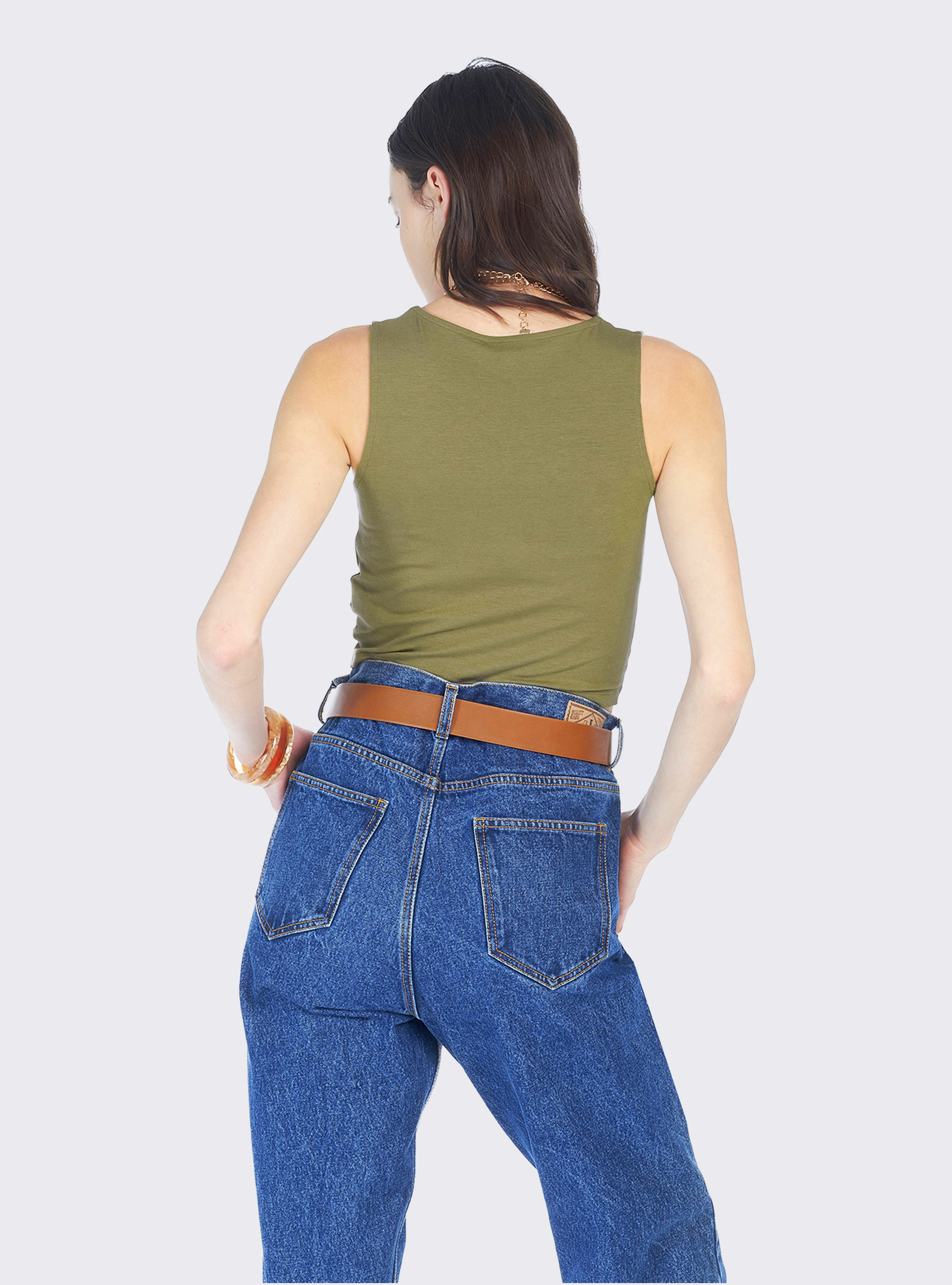 Cropped top essential con nodo in cotone elasticizzato, C0616 KAKY