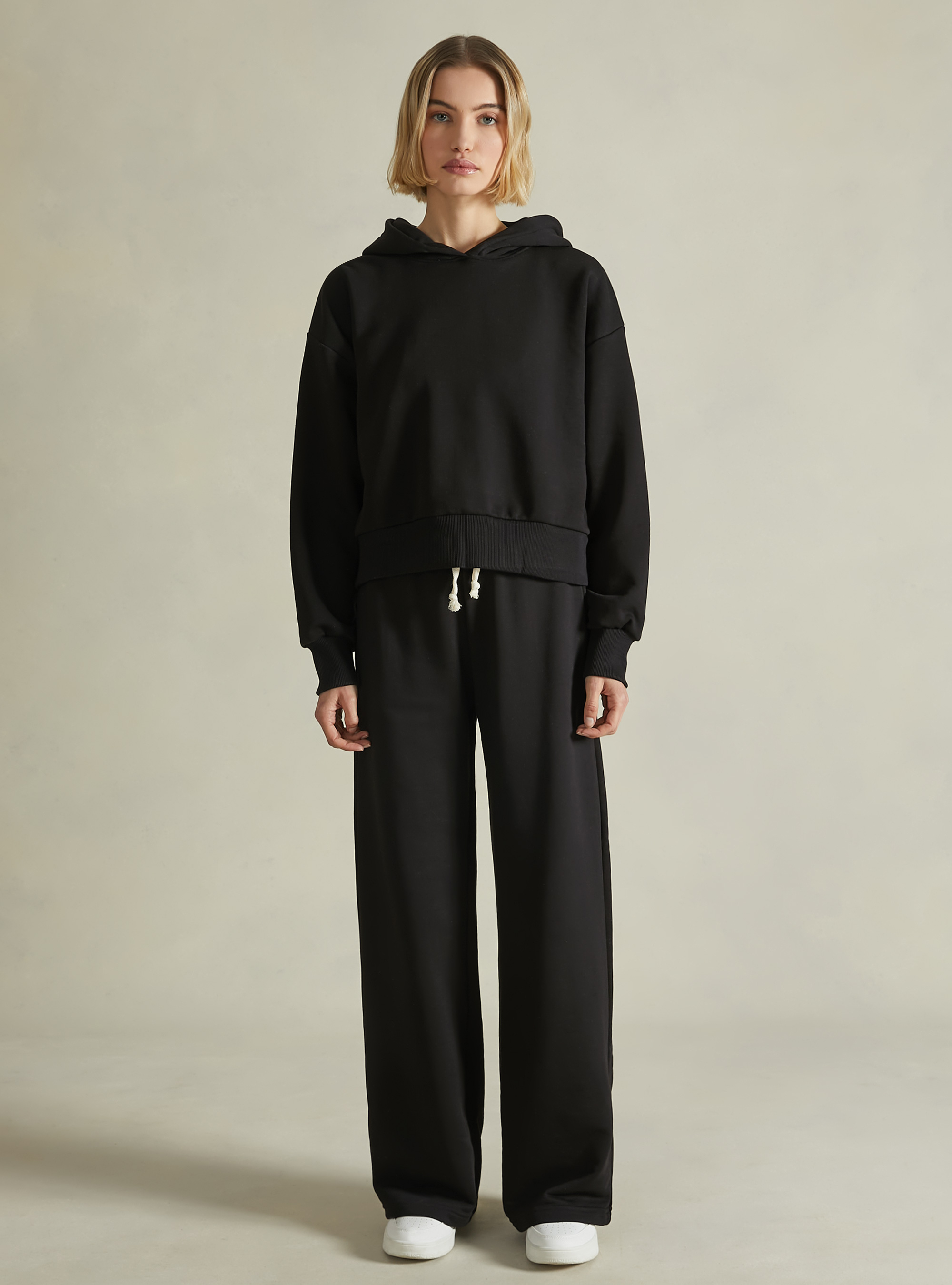 Boxy fit hooded sweatshirt, BK1 BLACK