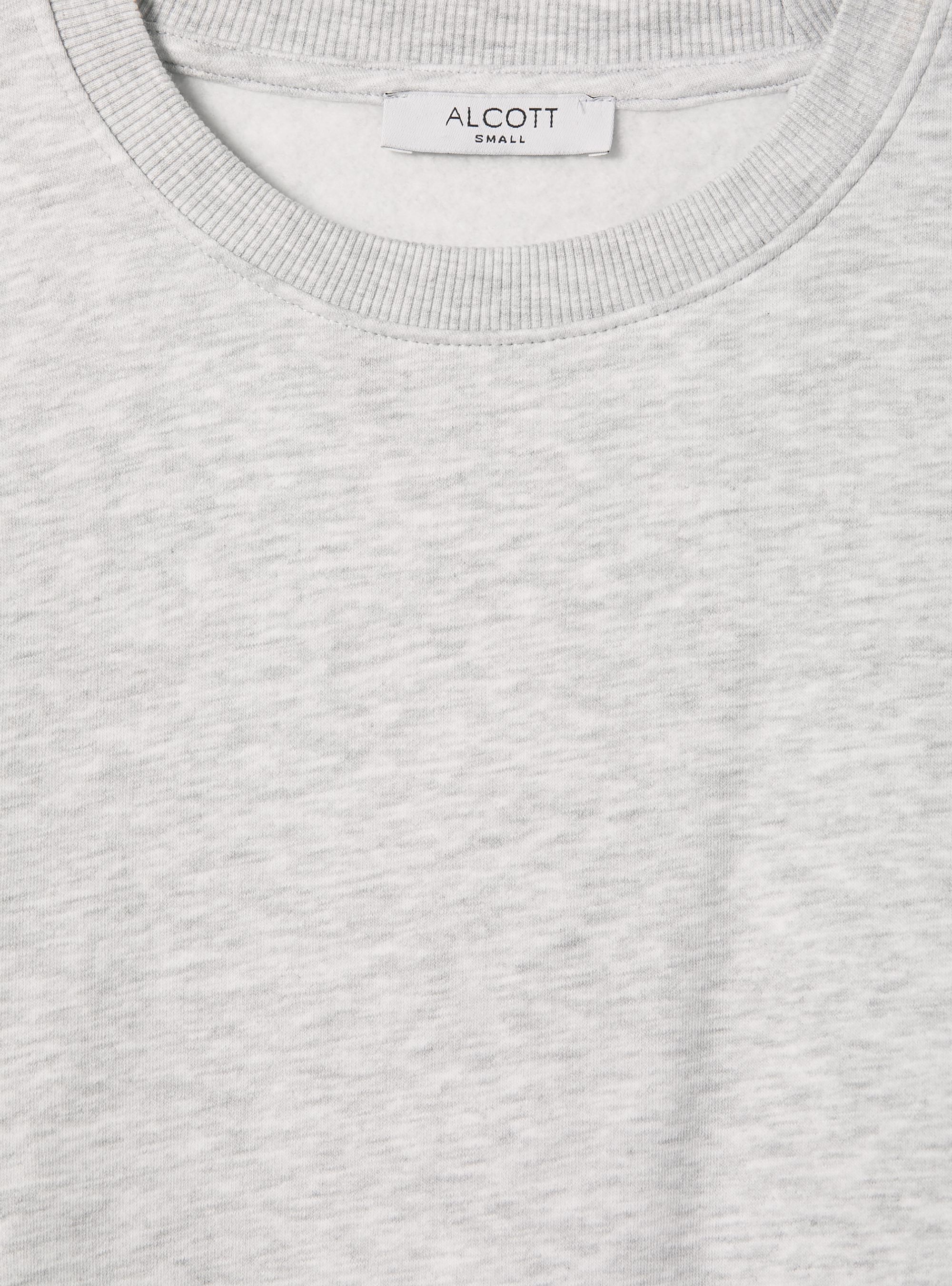 Sudadera de algod&oacute;n liso con cuello redondo, MGY3 GREY MEL LIGHT