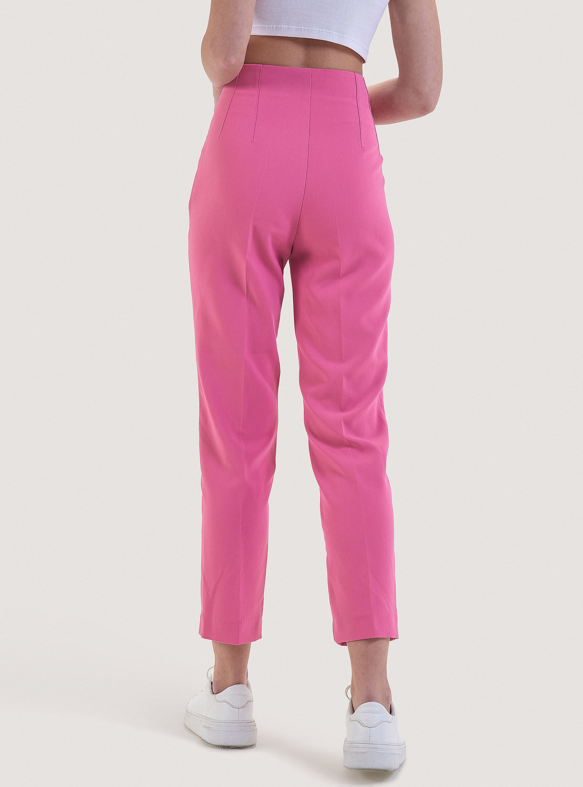 Plain-coloured trousers with darts, PK2 PINK MEDIUM