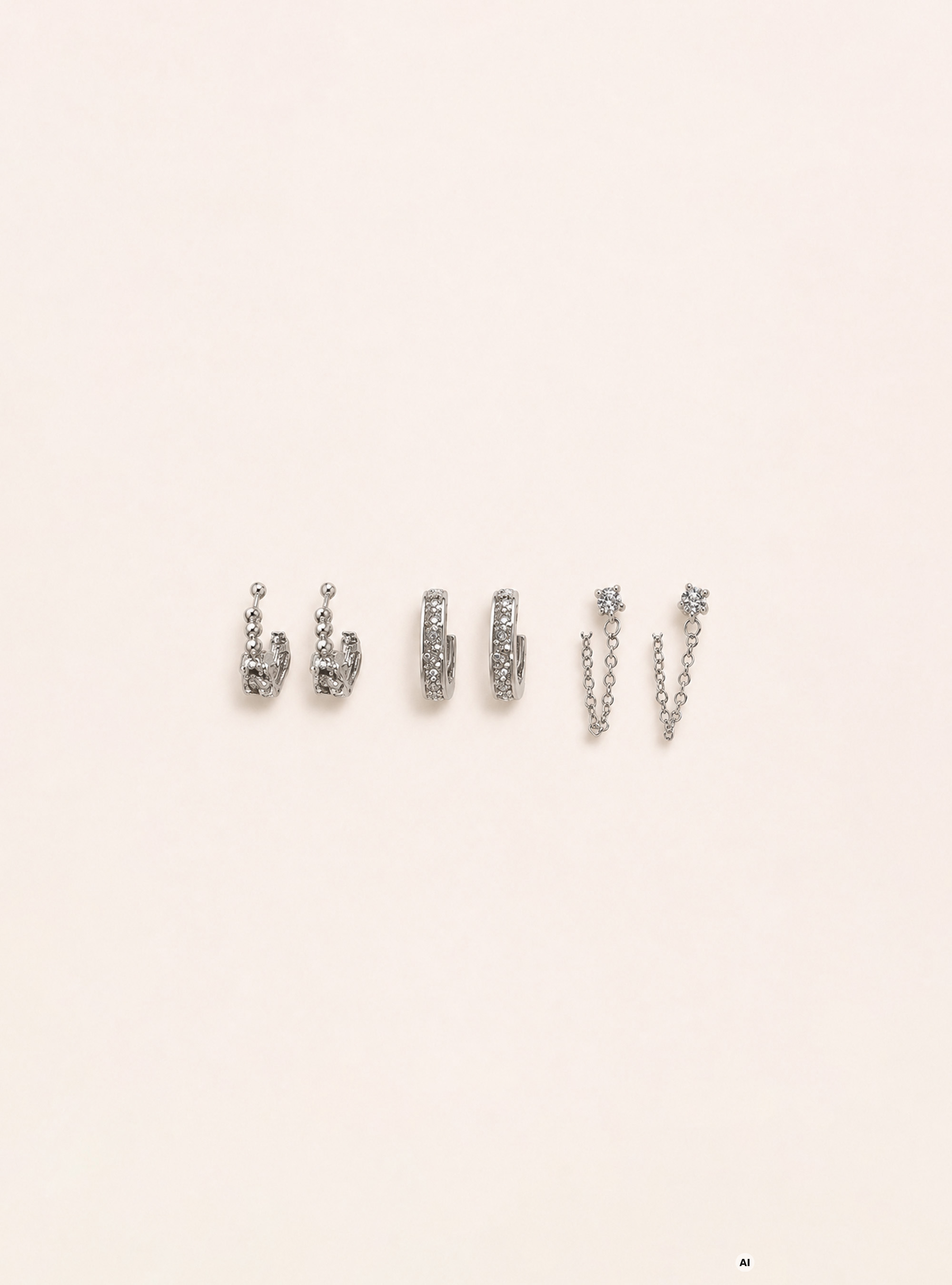 Earring, Crystal-White