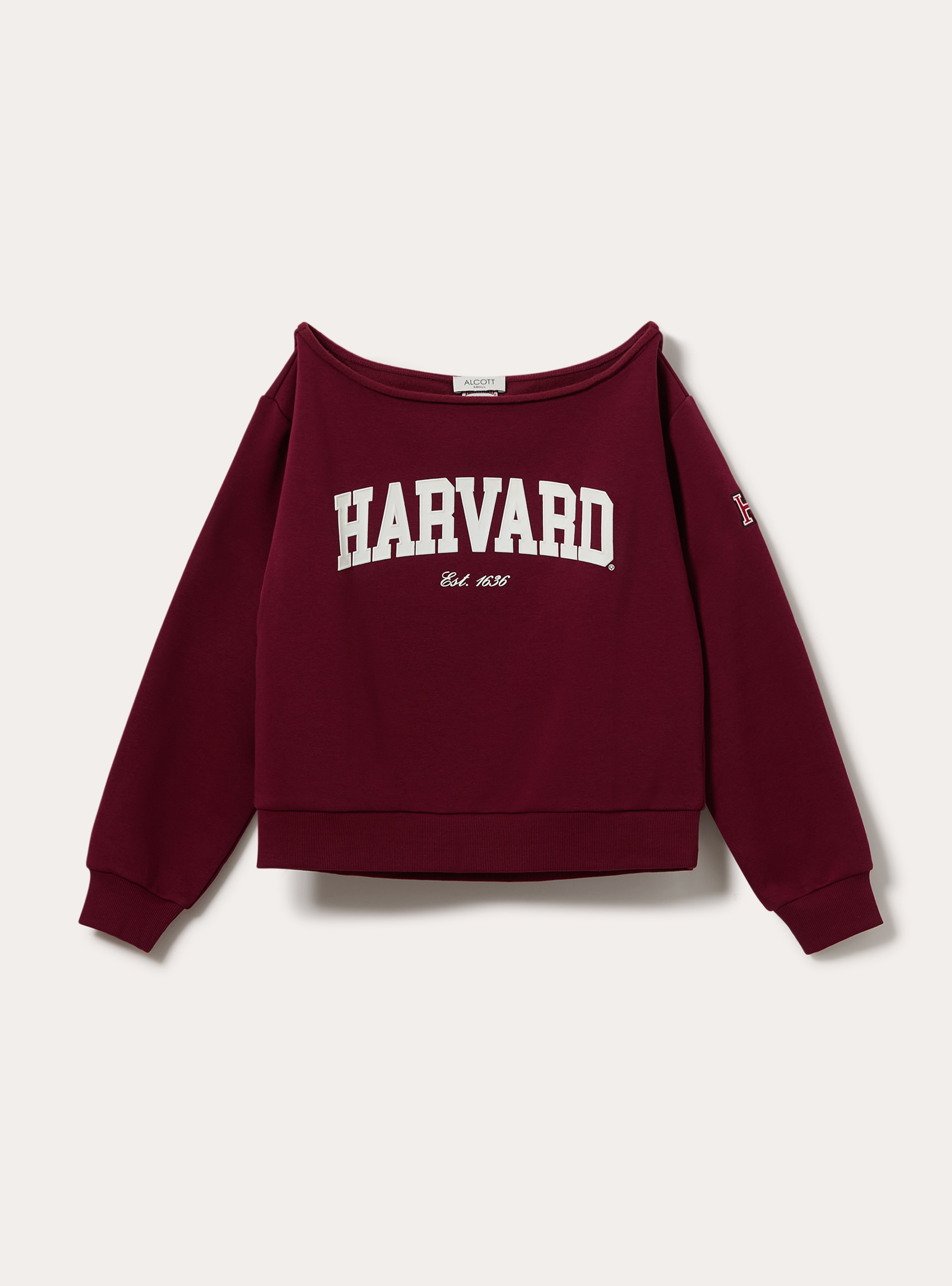 Felpa scollo a barca harvard, BO1 BORDEAUX DARK