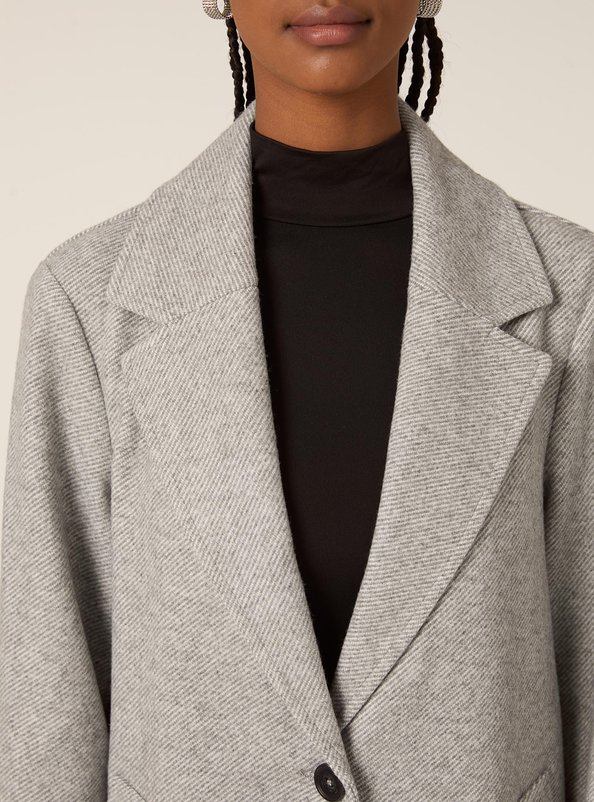 Cappotto midi monopetto, MGY3 GREY MEL LIGHT