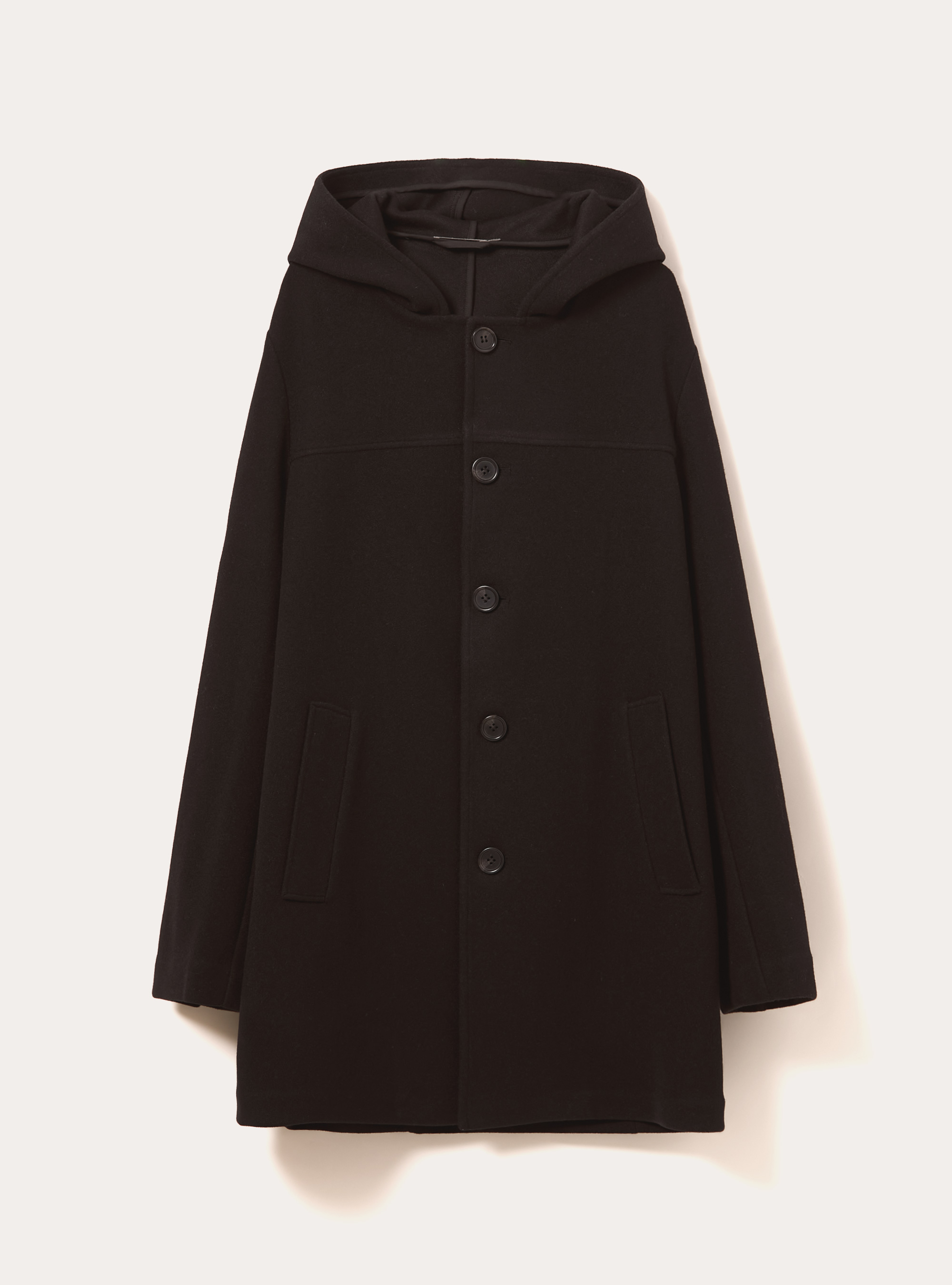 Unlined coat with hood, BK1 BLACK