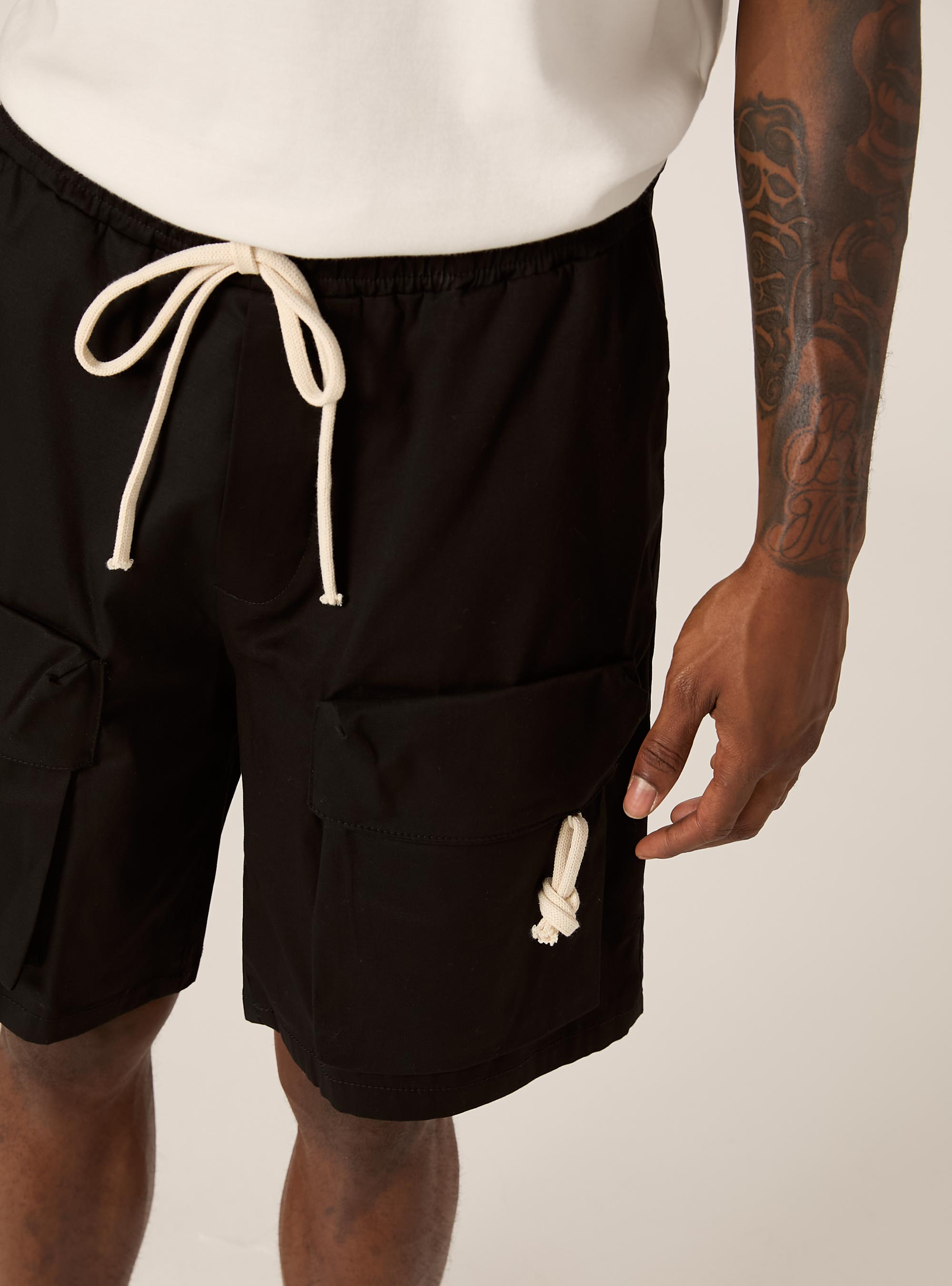 Cotton cargo bermuda shorts, BK1 BLACK
