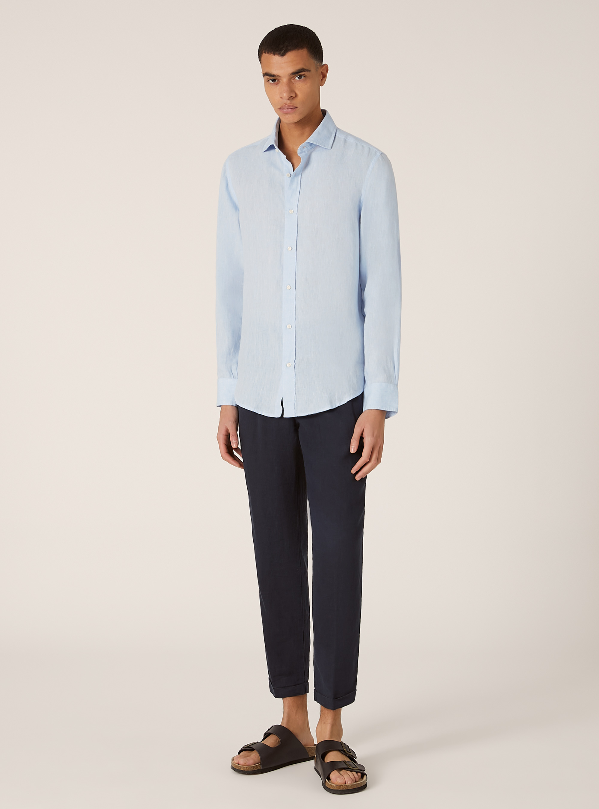 Long-sleeved pure linen shirt, AZ3 AZURE LIGHT