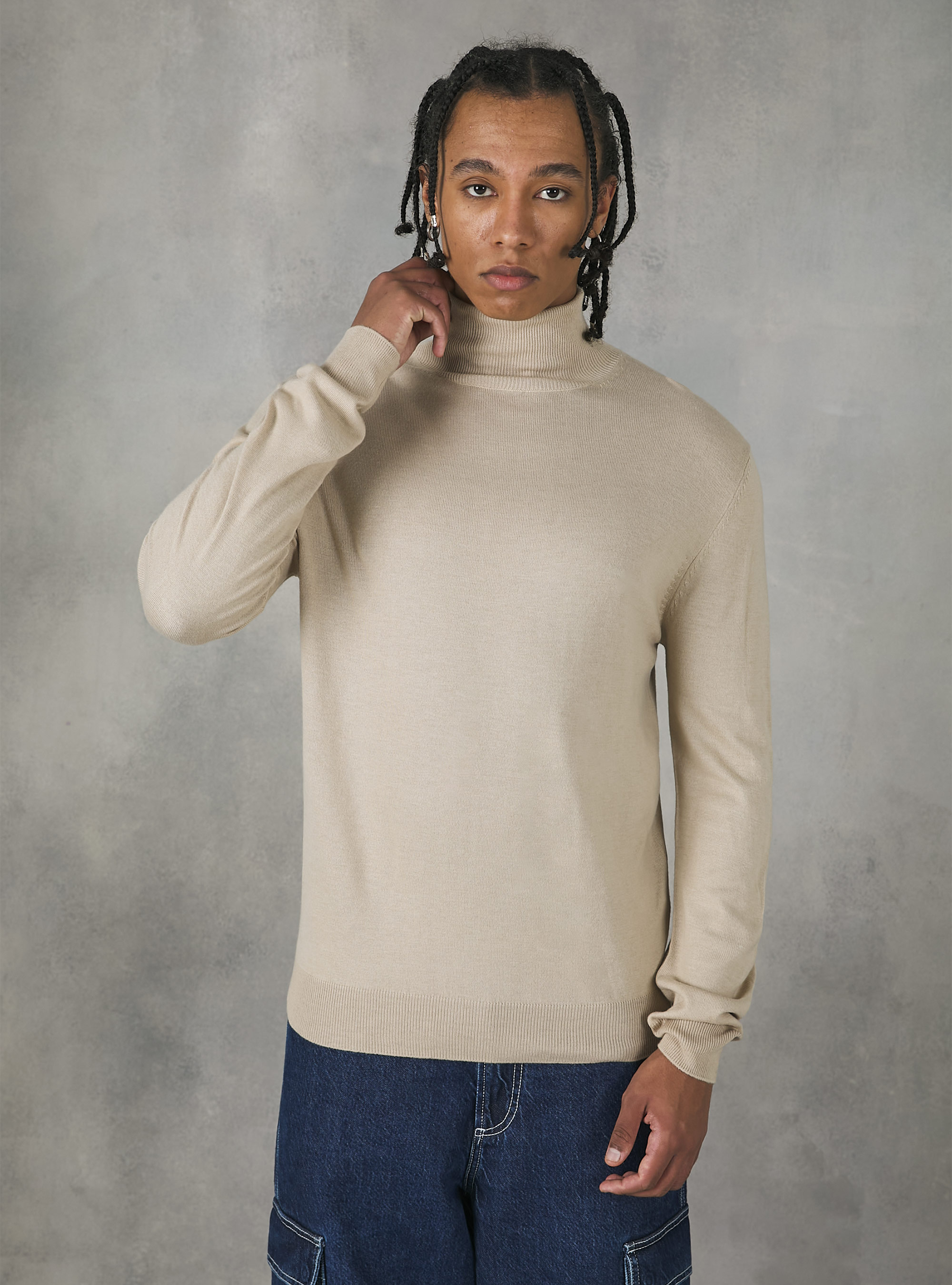 Soft turtleneck pullover, MBG3 BEIGE MEL LIGHT