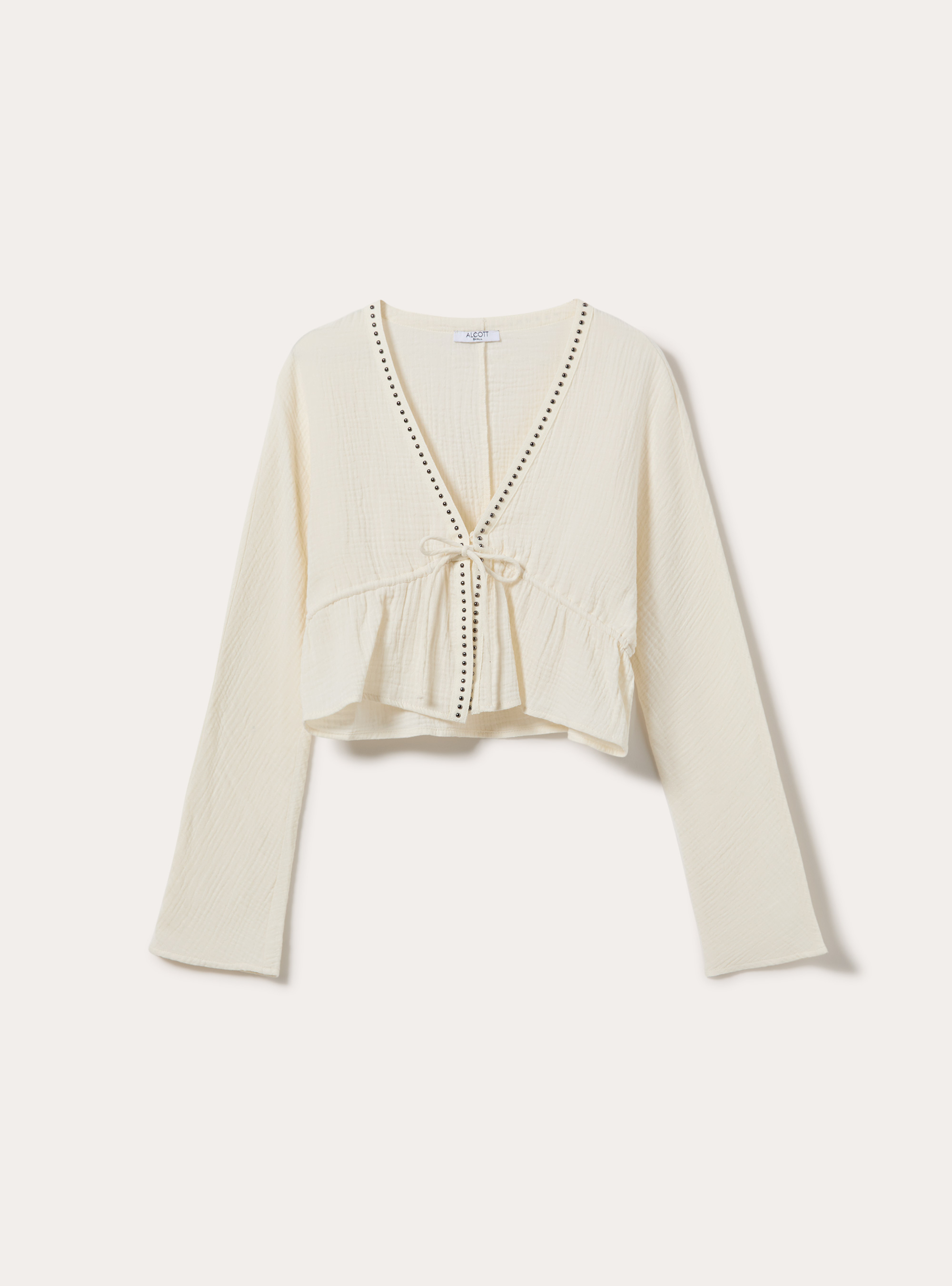Blusa con borchie, WH2 WHITE