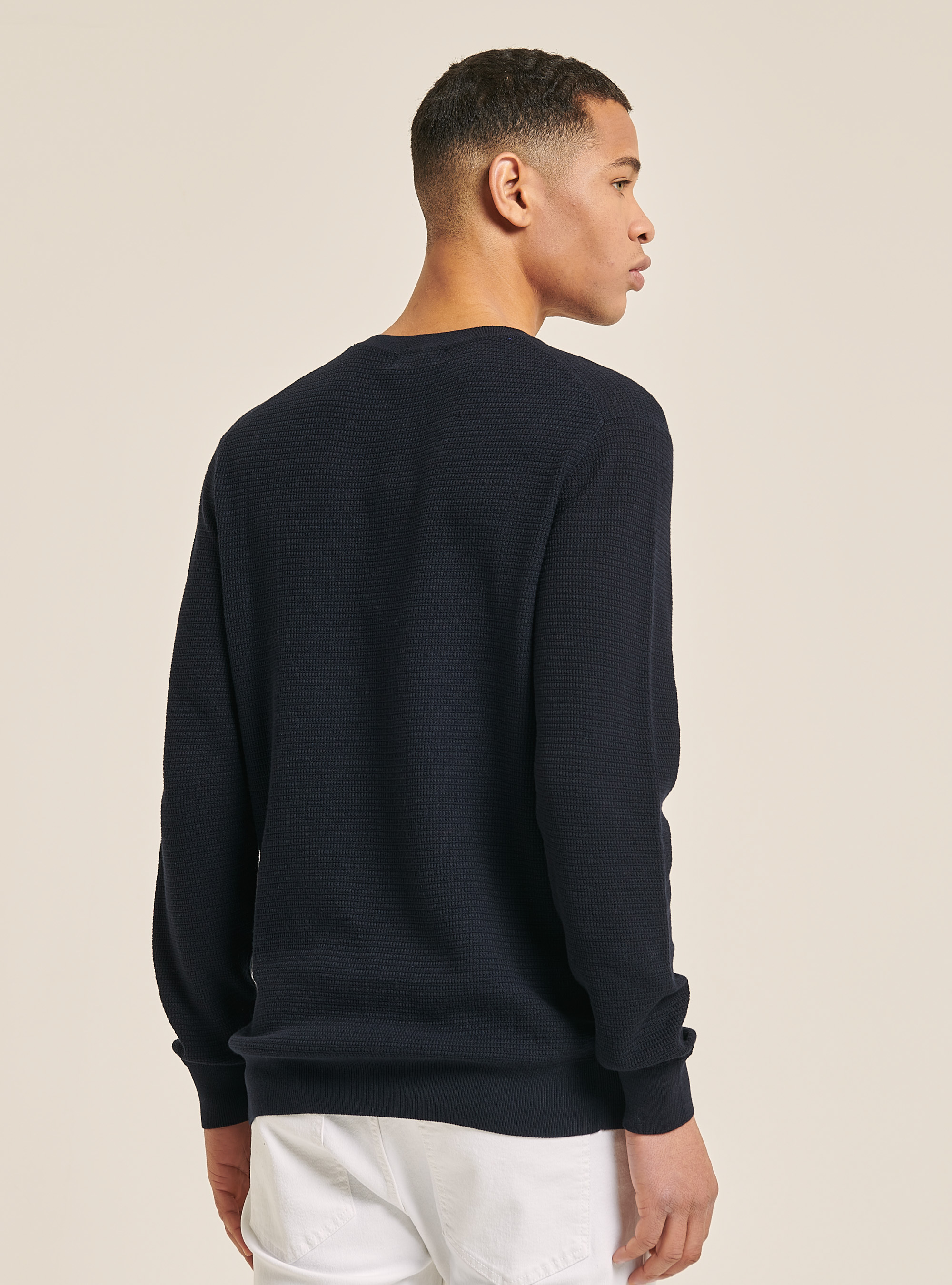 Textured crew-neck pullover, NA1 NAVY DARK