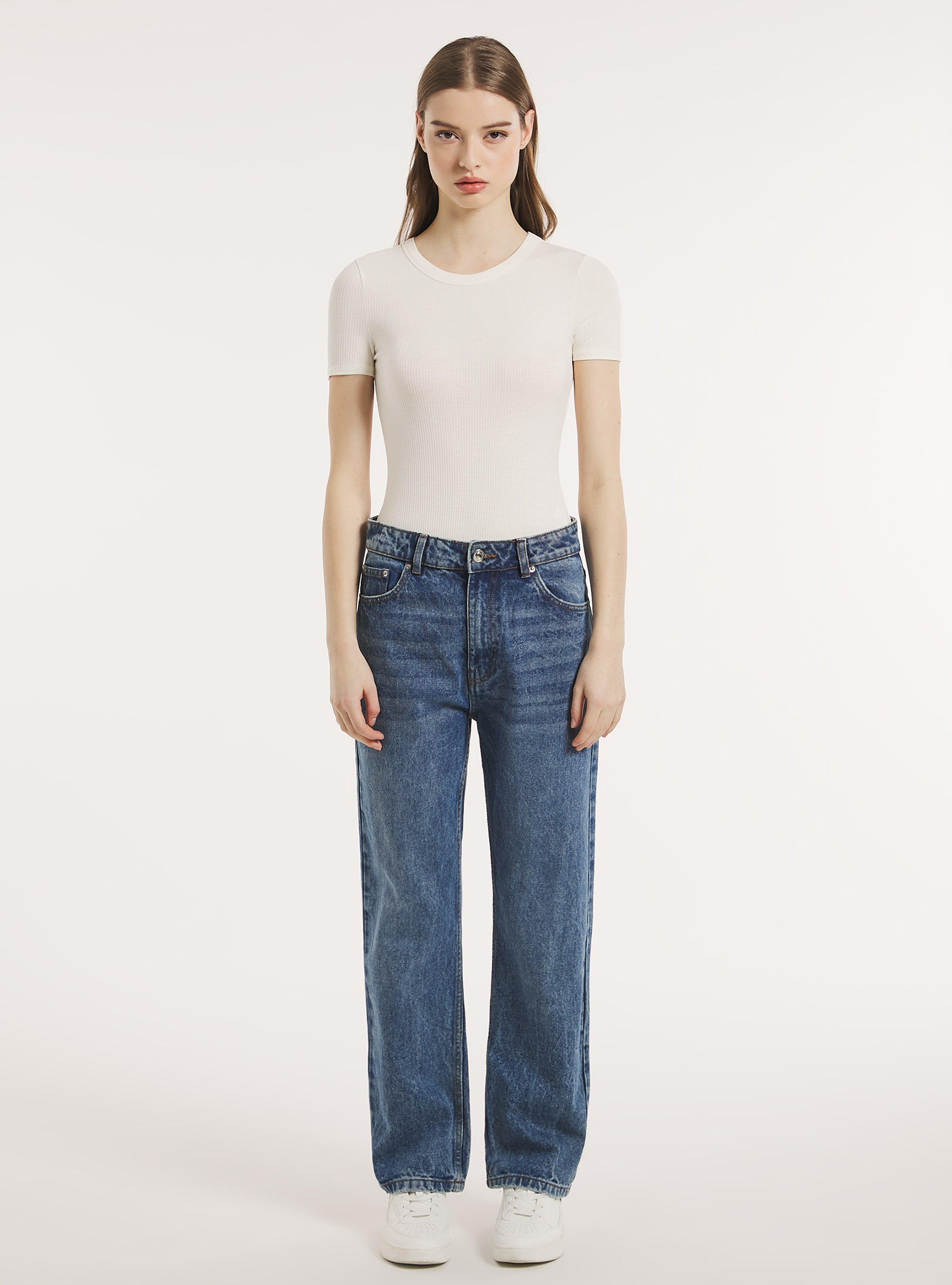 Ribbed short-sleeved bodysuit, WH2 WHITE