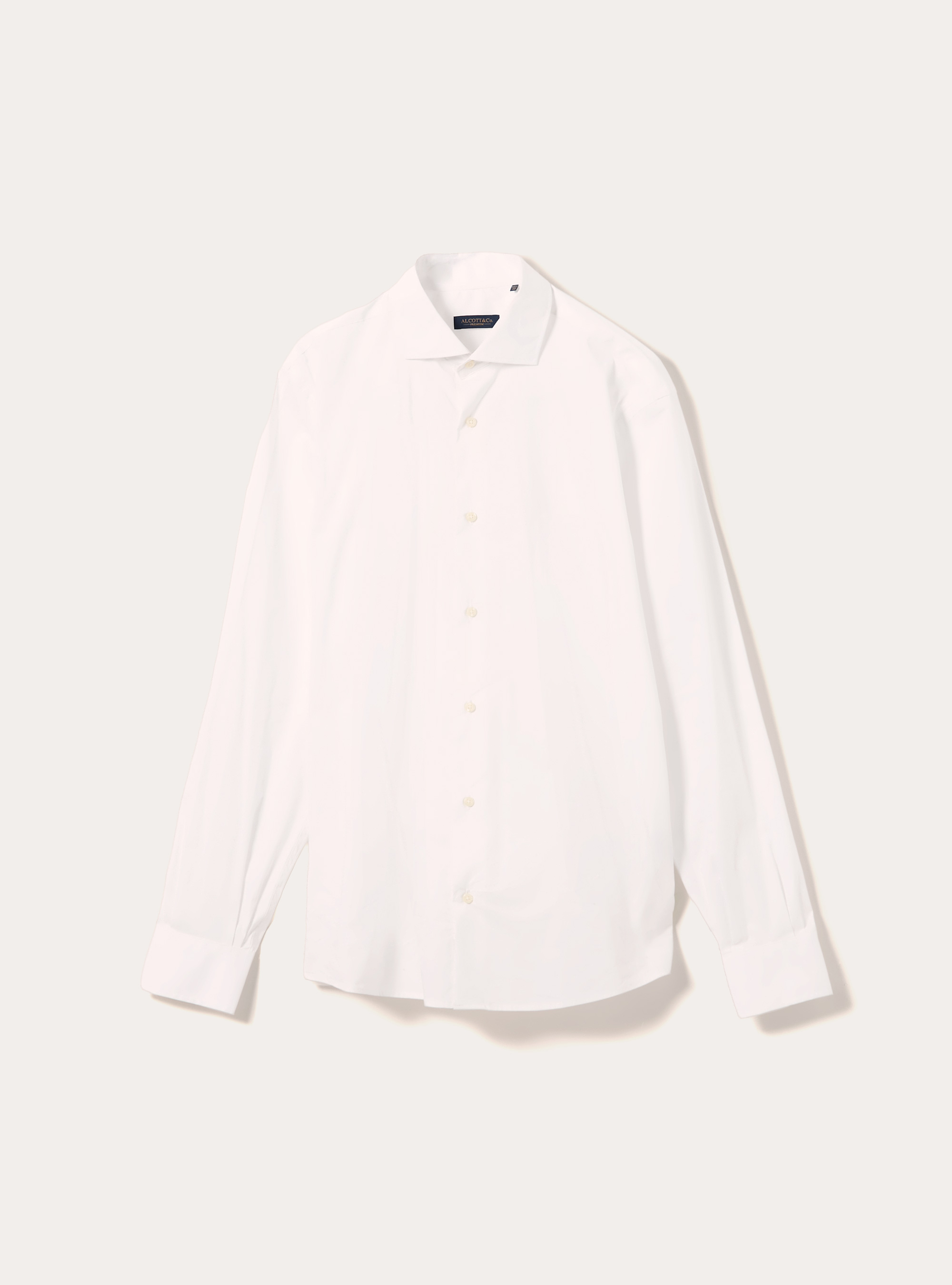 Camisa de popelina elástica con cuello francés, WH2 WHITE
