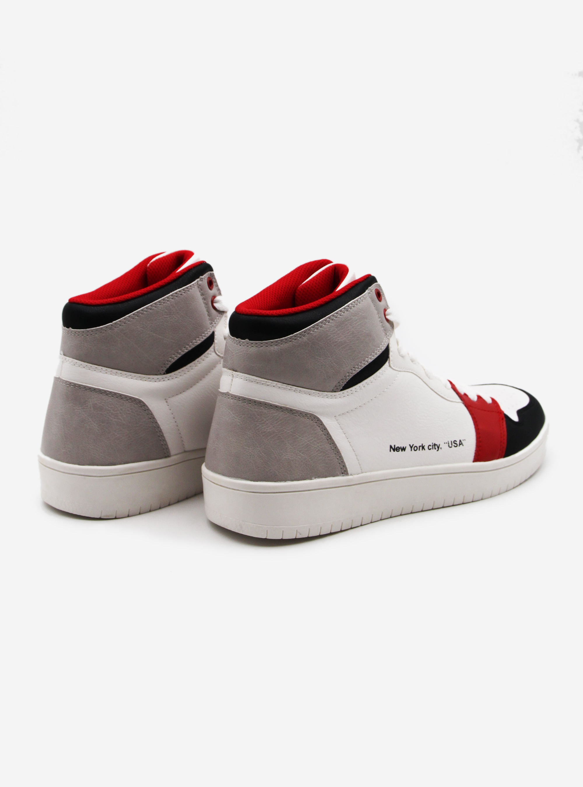 Sneakers alte con dettagli e lacci a contrasto, BIANCO