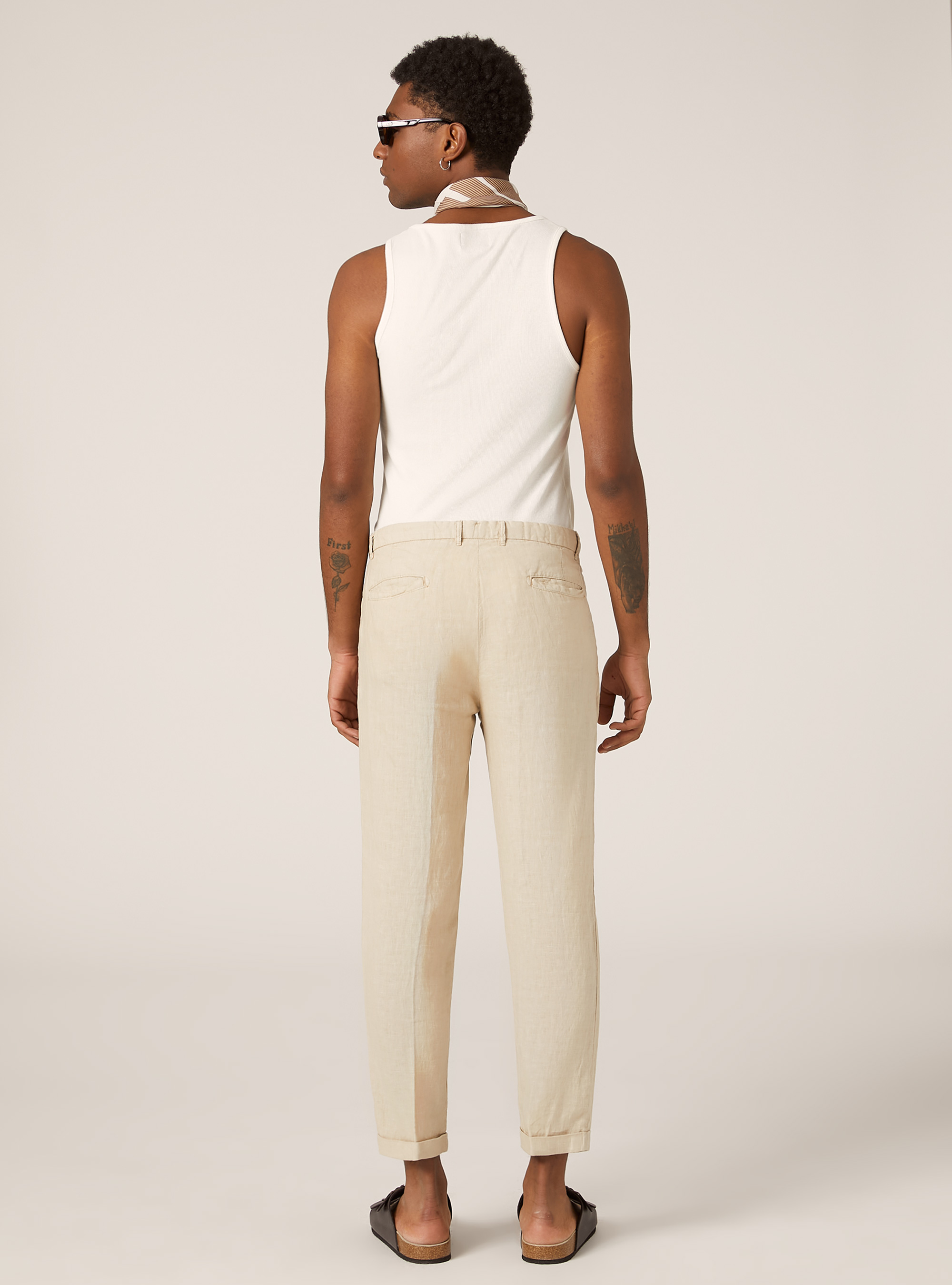 Pure linen chinos, BG3 BEIGE LIGHT