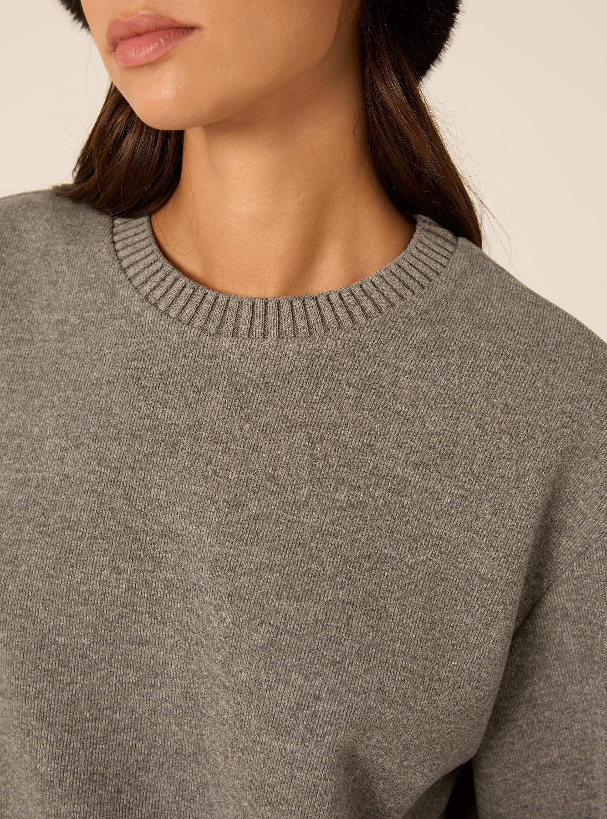 Maglia collo rotondo, MGY1 GREY MEL DARK