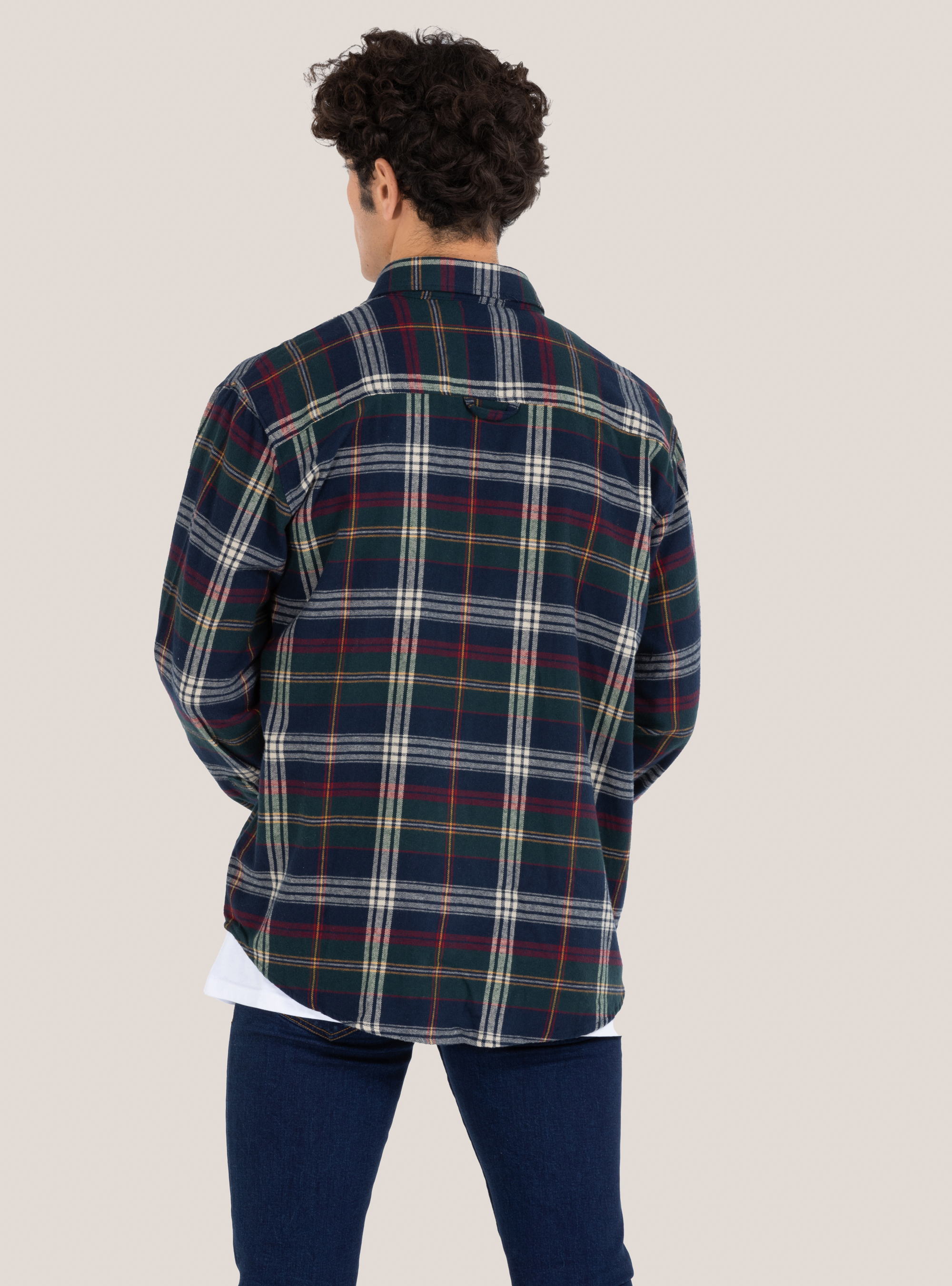 Camicia a quadri in flanella, C086 MILK