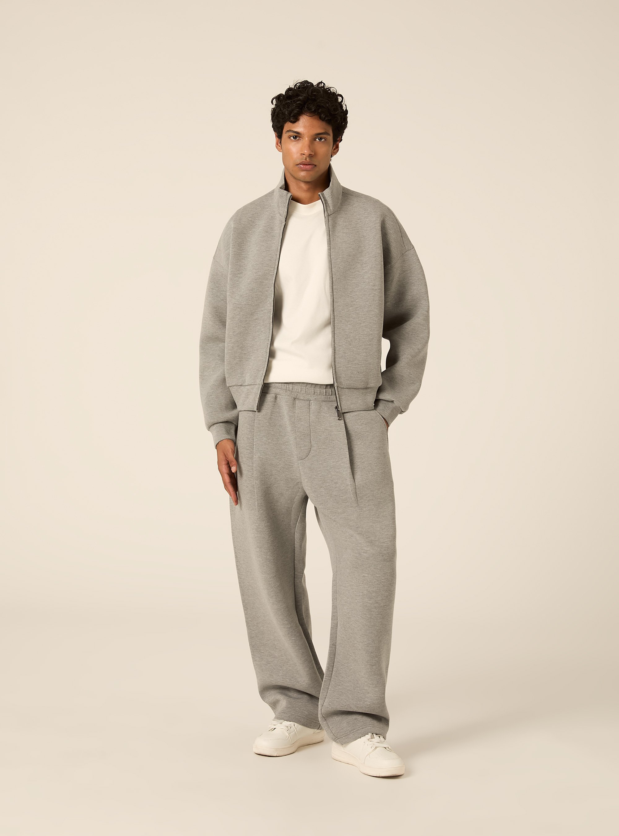 Cardigan in scuba boxy fit, MGY2 GREY MEL MEDIUM