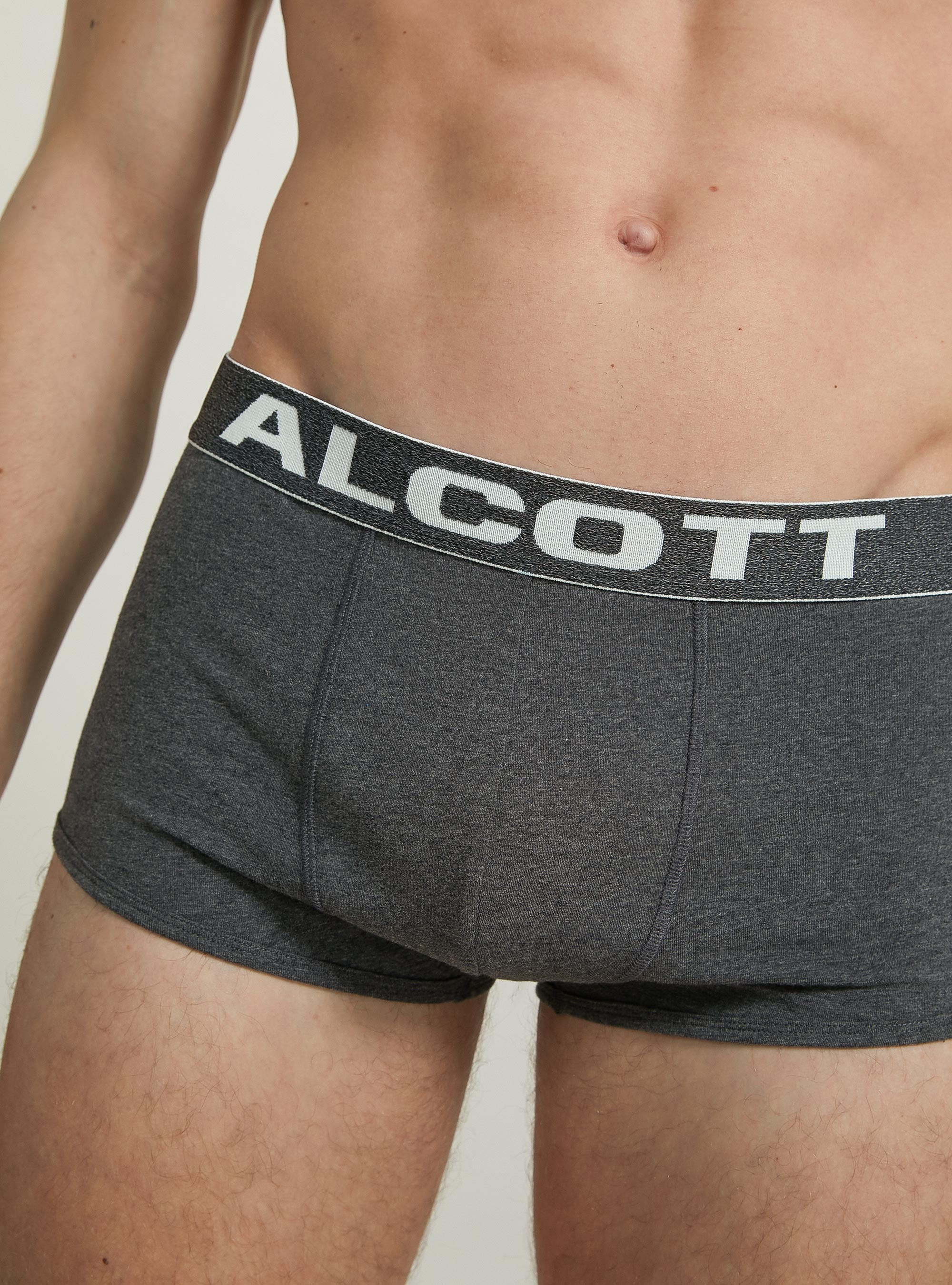 Boxer in cotone elasticizzato con logo, MGY1 GREY MEL DARK