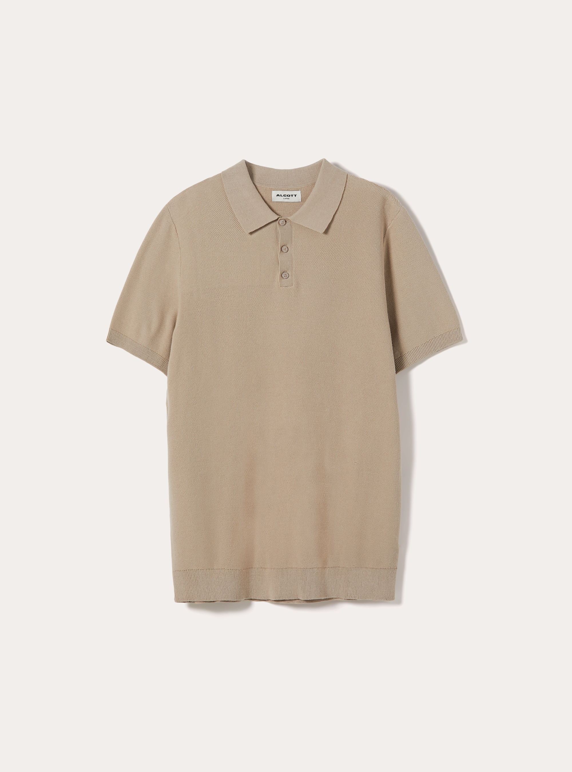 Cotton blend knitted polo shirt, BG2 BEIGE MEDIUM