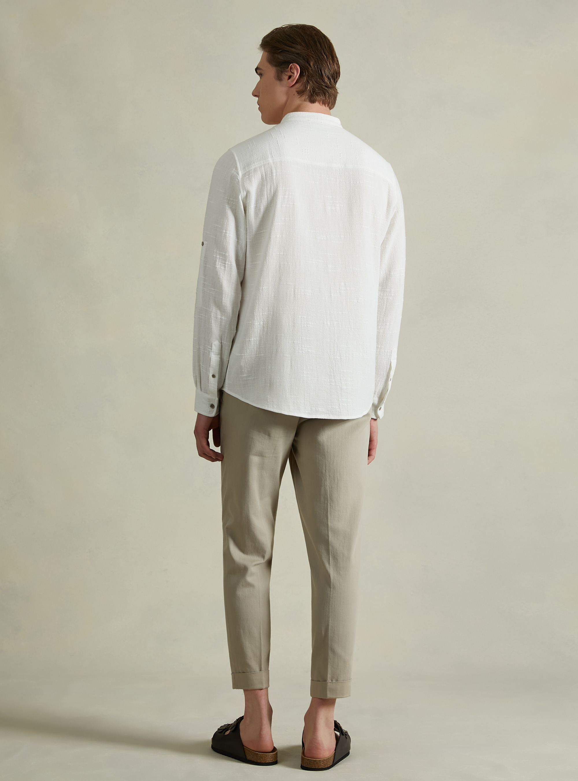 Linen-blend chinos with darts, BG2 BEIGE MEDIUM