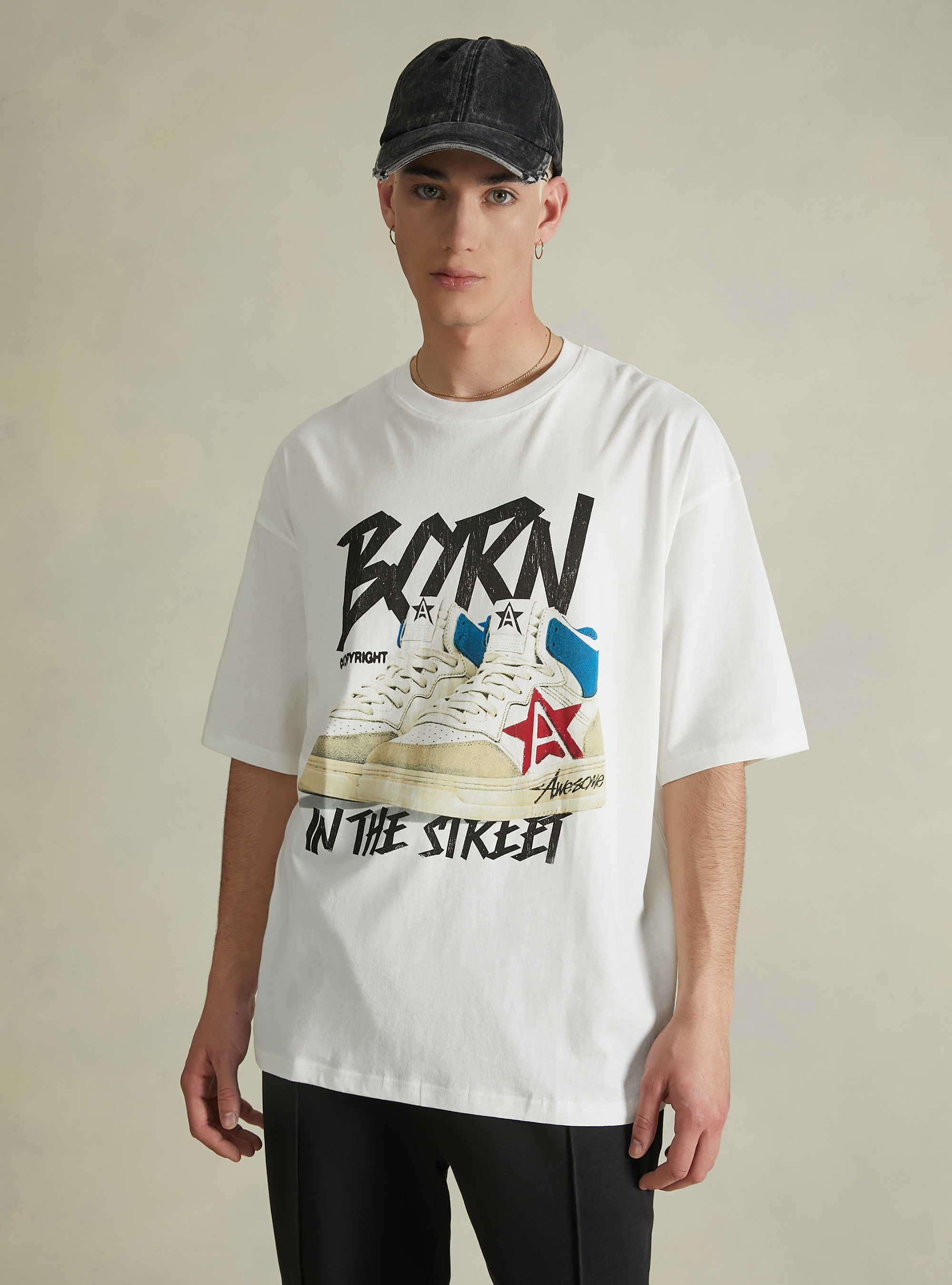 T-shirt oversize avec impression d'entraineur, WH1 OFF WHITE