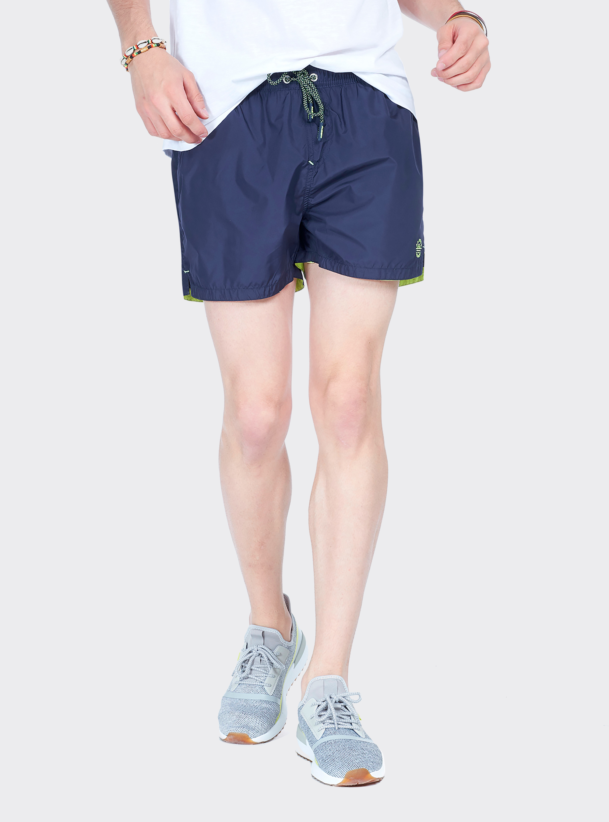 Costume con logo ricamato e cordino a contrasto, C218 BLUE NAVY