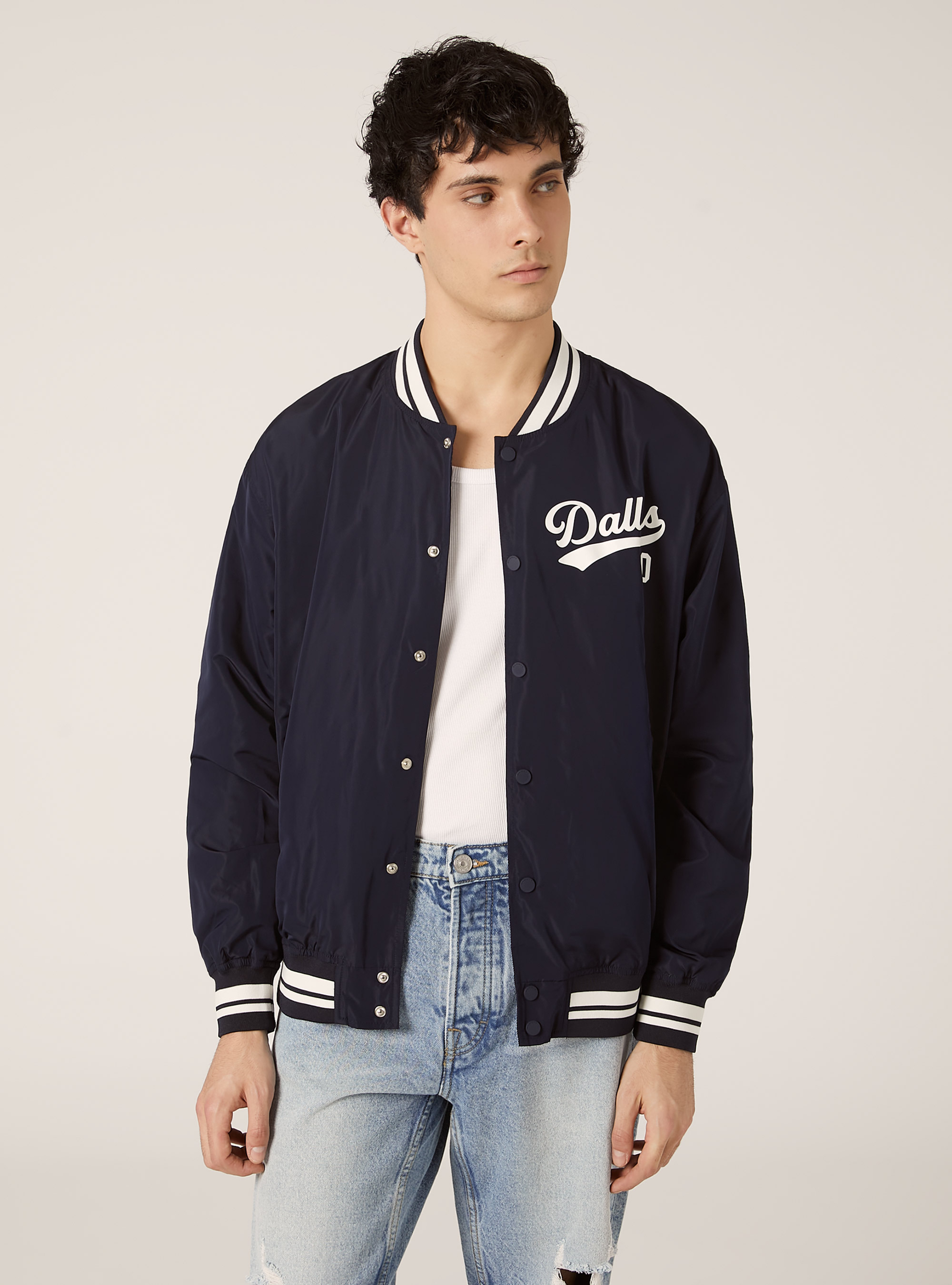 Blouson bombardier léger avec imprimé, NA1 NAVY DARK